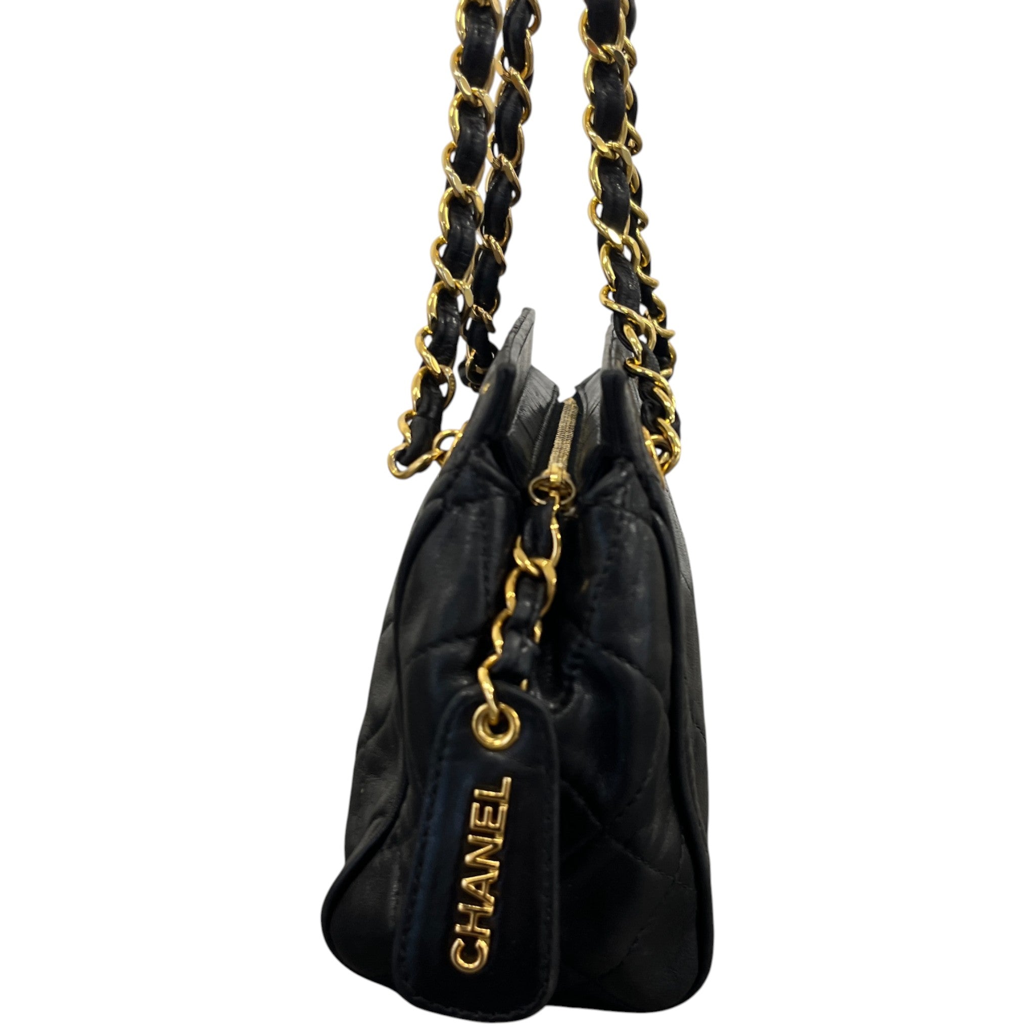 Women's Vintage Matelasse Mini Tote Handbag Black