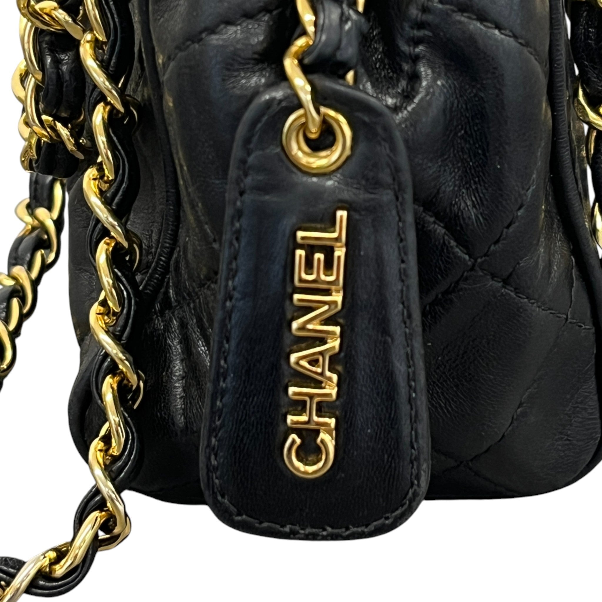 Women's Vintage Matelasse Mini Tote Handbag Black