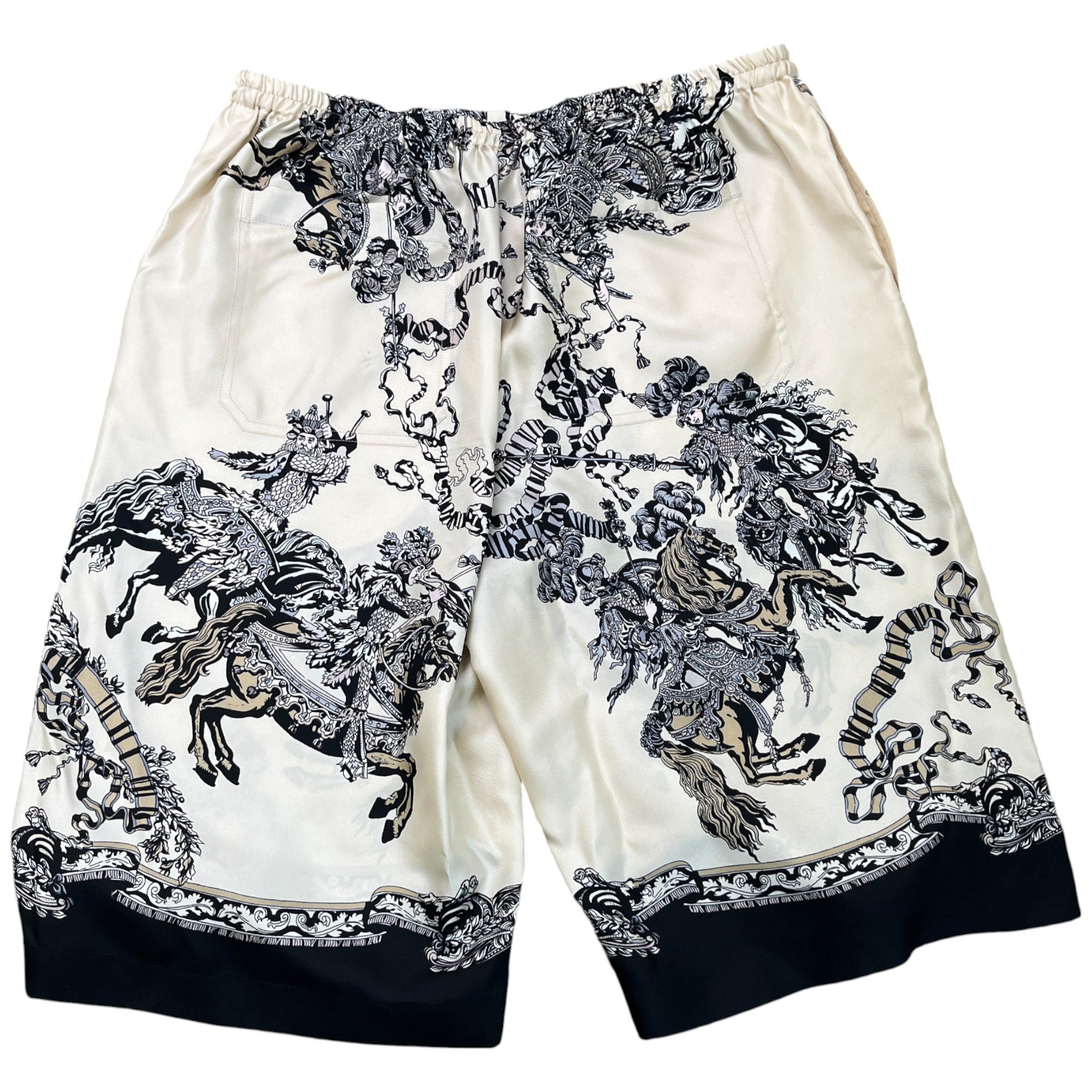 Men's Kings Horses Silk Shorts Beige Size IT 48 / UK 32