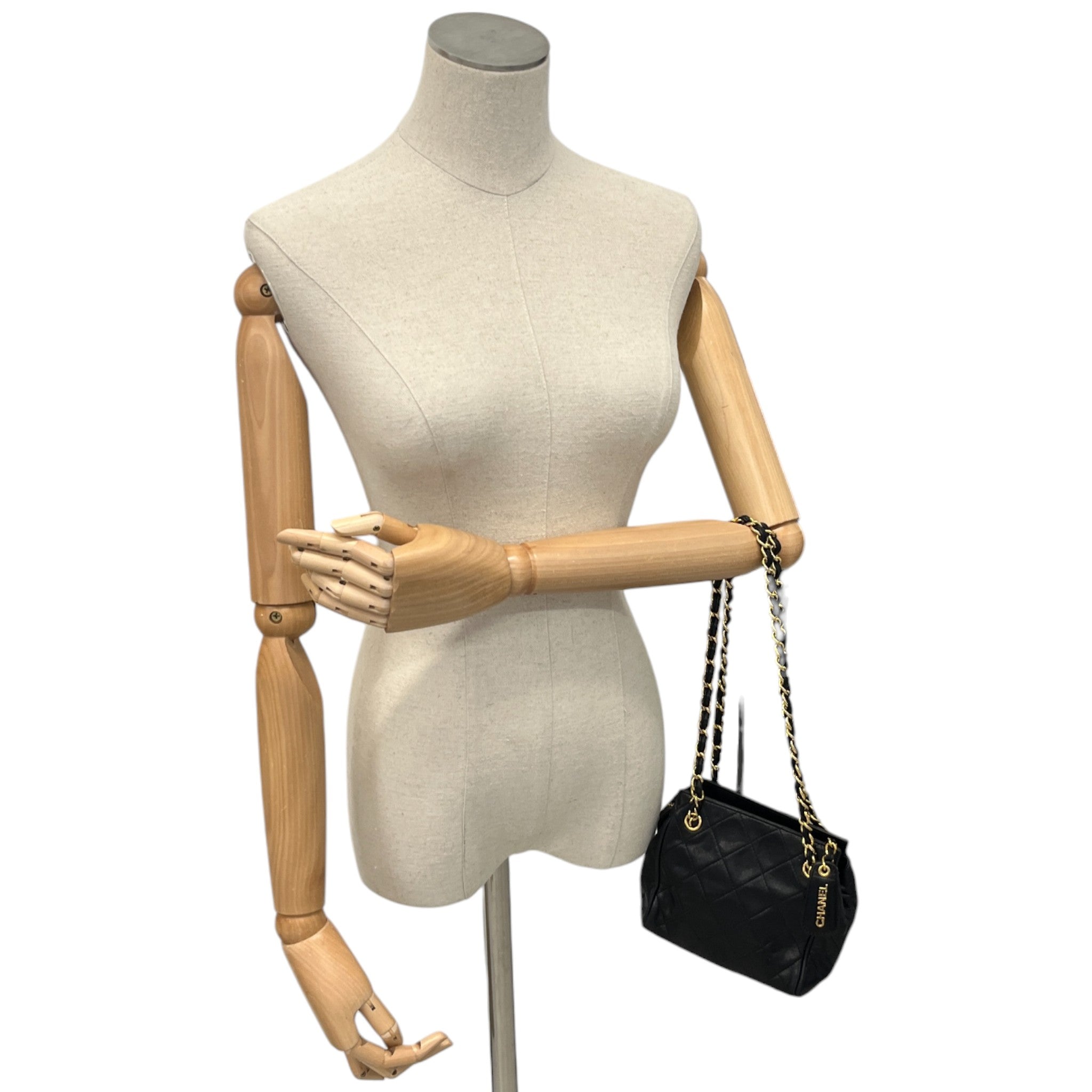 Women's Vintage Matelasse Mini Tote Handbag Black