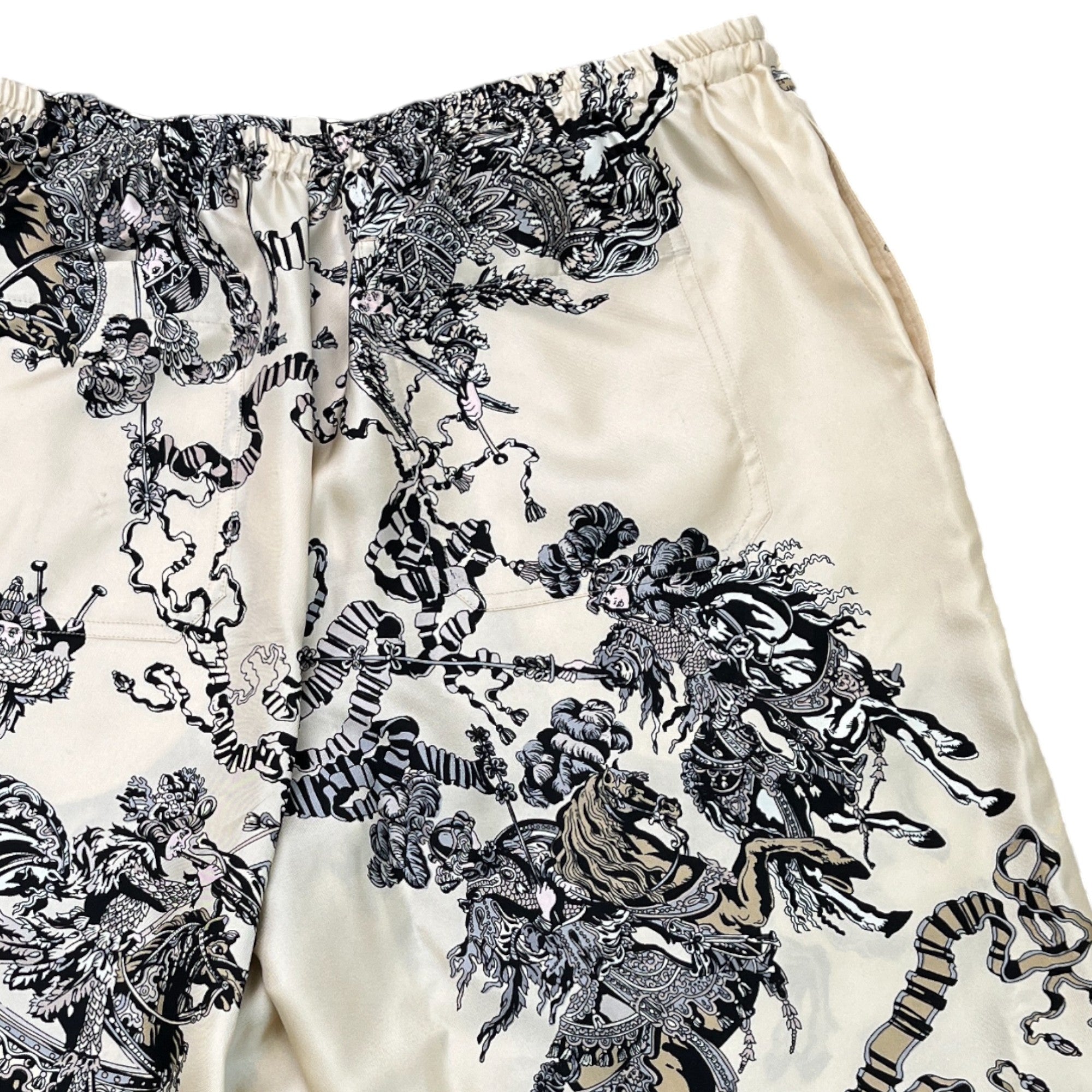 Men's Kings Horses Silk Shorts Beige Size IT 48 / UK 32