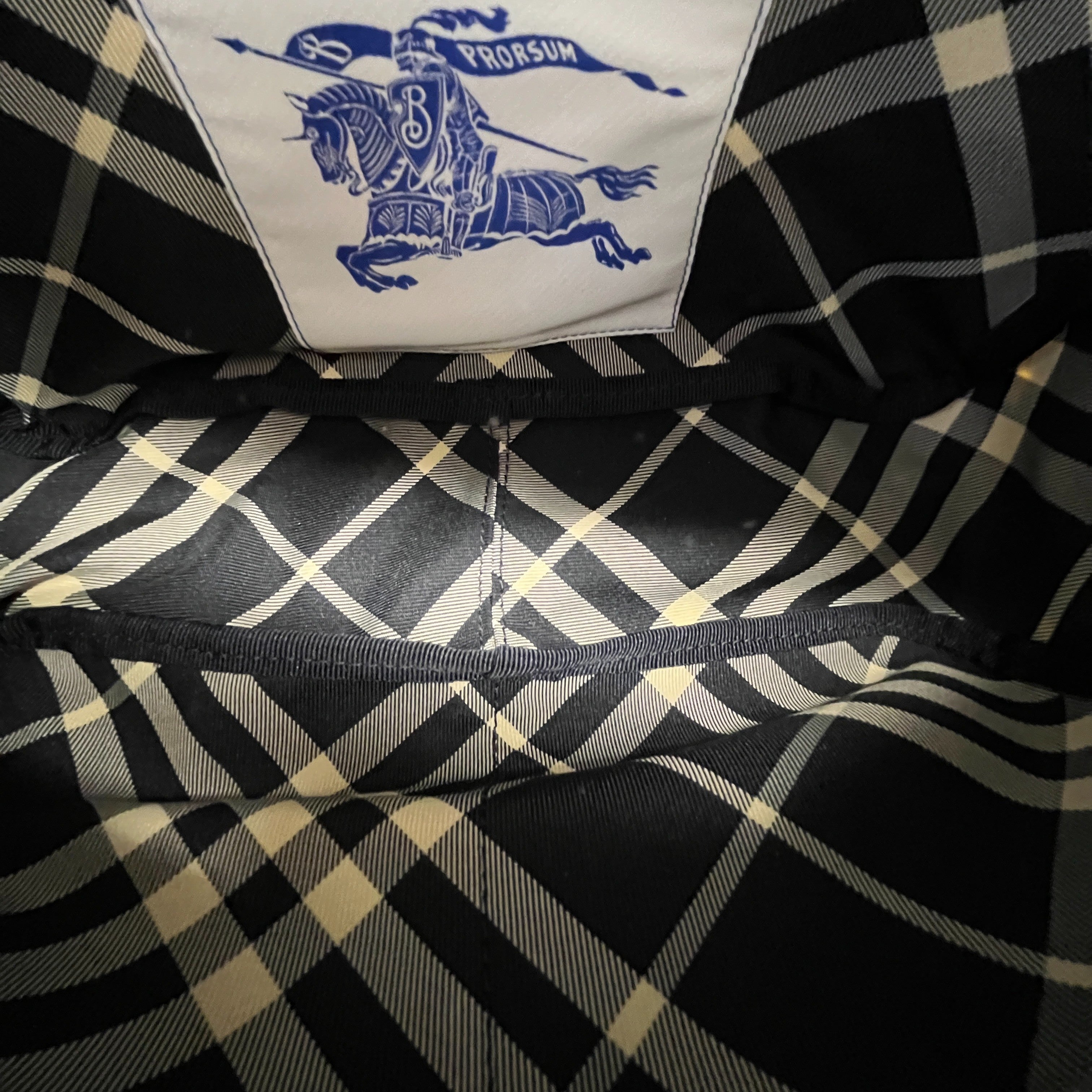 Men's Check Equestrian Logo Messenger Bag Black