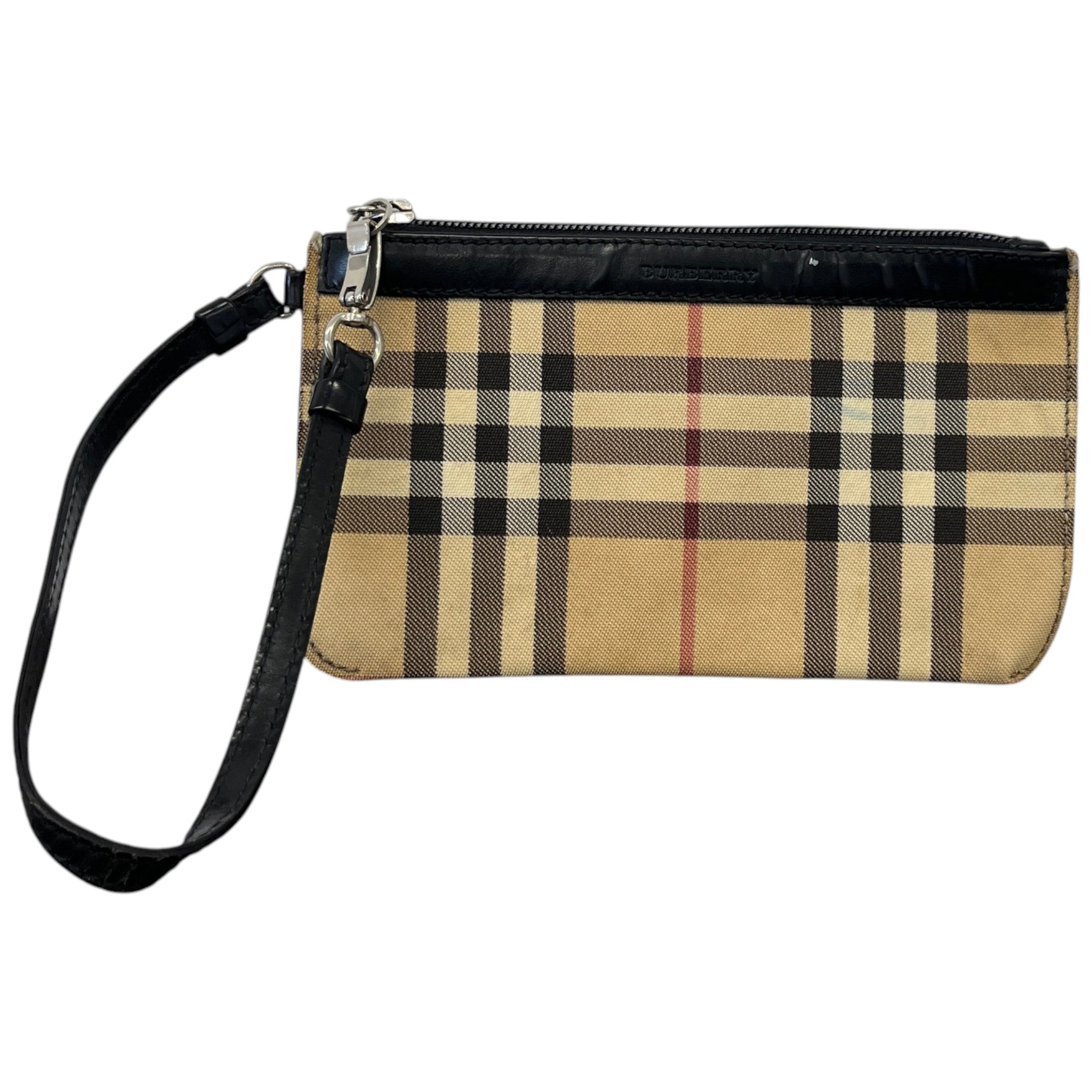 Women's Check Mini Wristlet Pochette Pouch Beige
