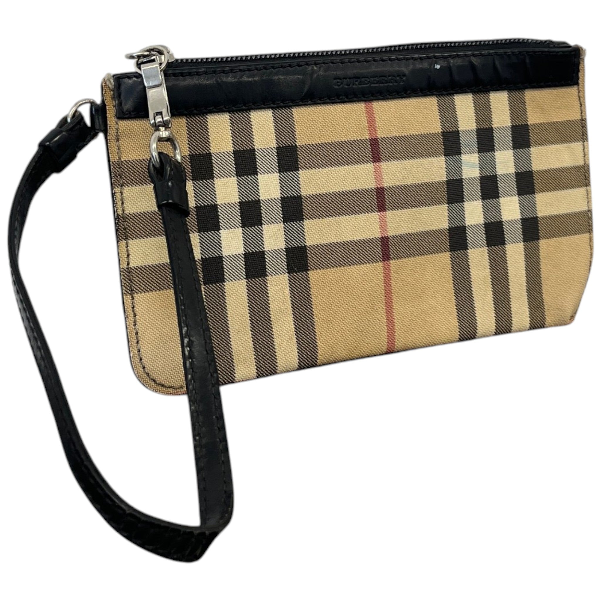 Women's Check Mini Wristlet Pochette Pouch Beige
