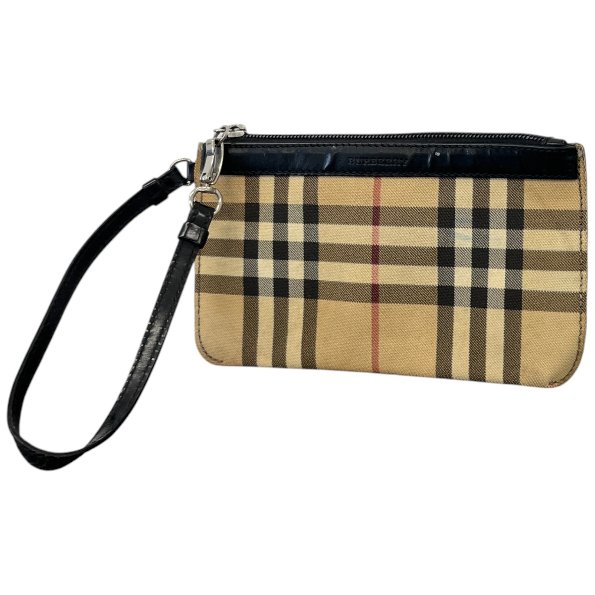 Women's Check Mini Wristlet Pochette Pouch Beige