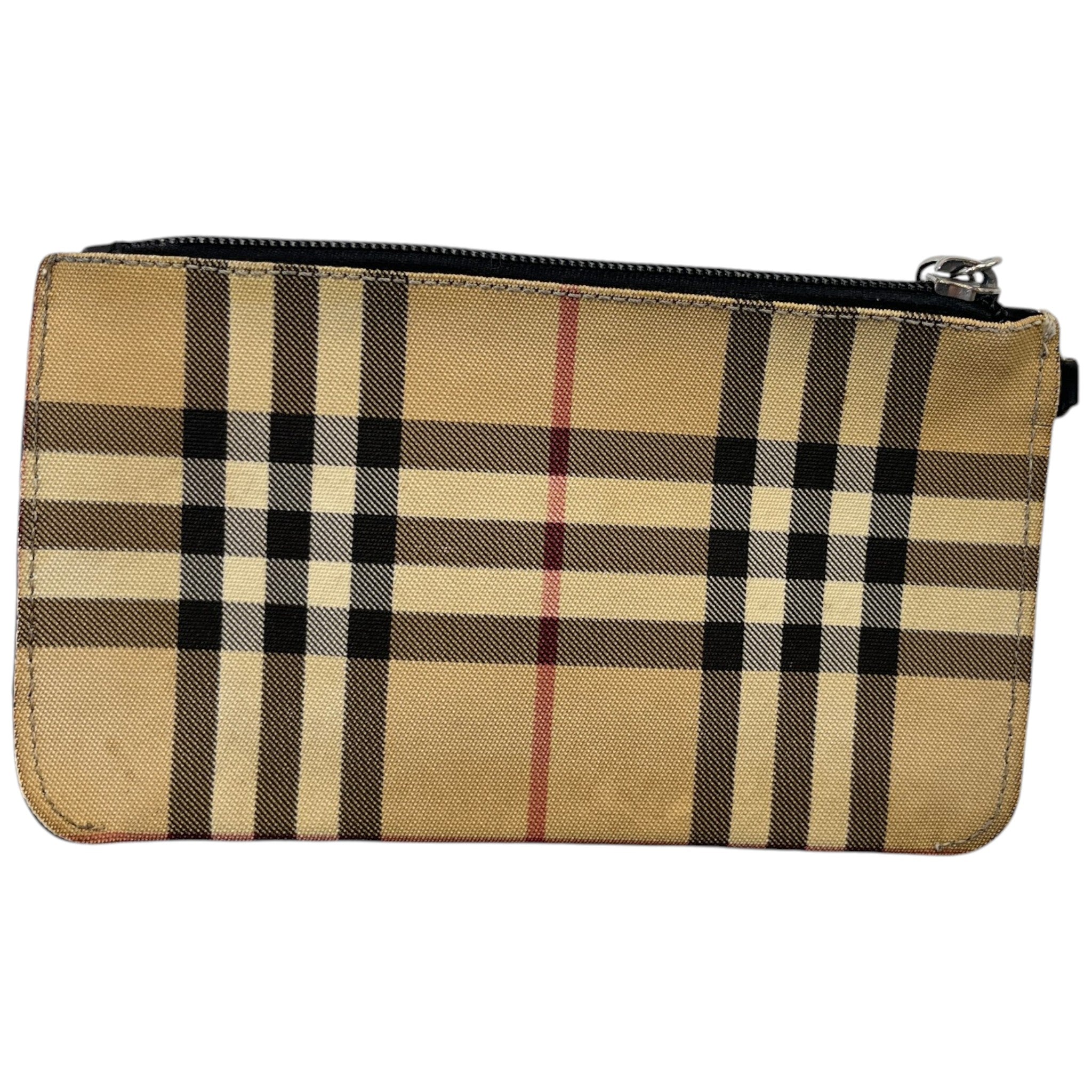 Women's Check Mini Wristlet Pochette Pouch Beige