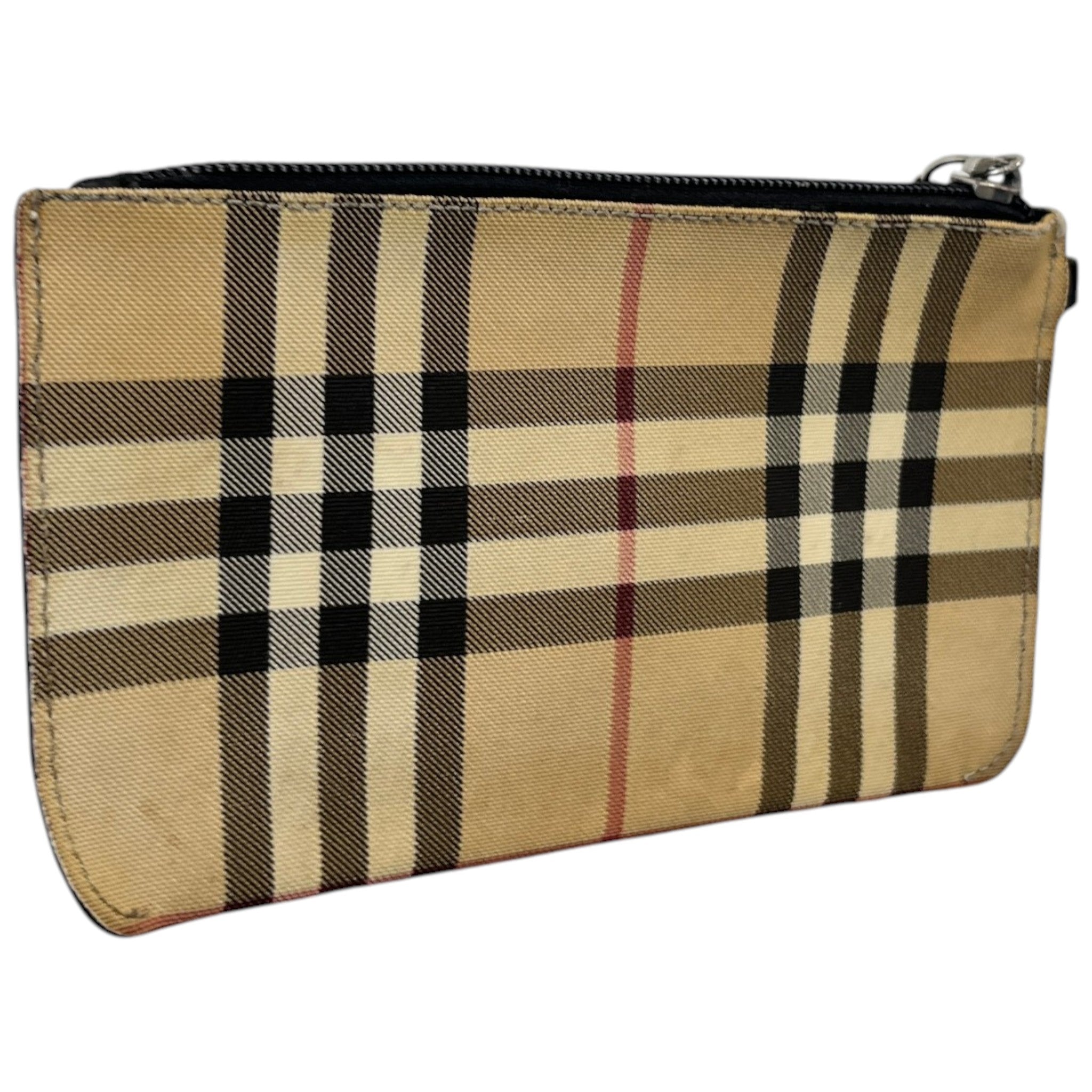 Women's Check Mini Wristlet Pochette Pouch Beige