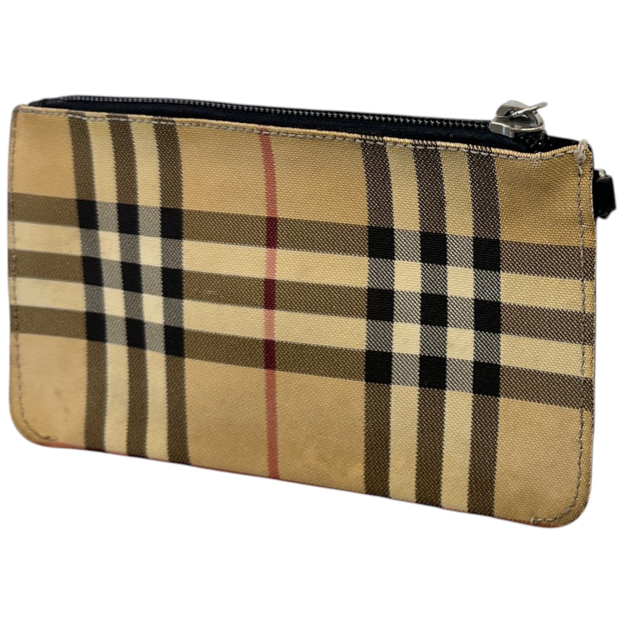 Women's Check Mini Wristlet Pochette Pouch Beige