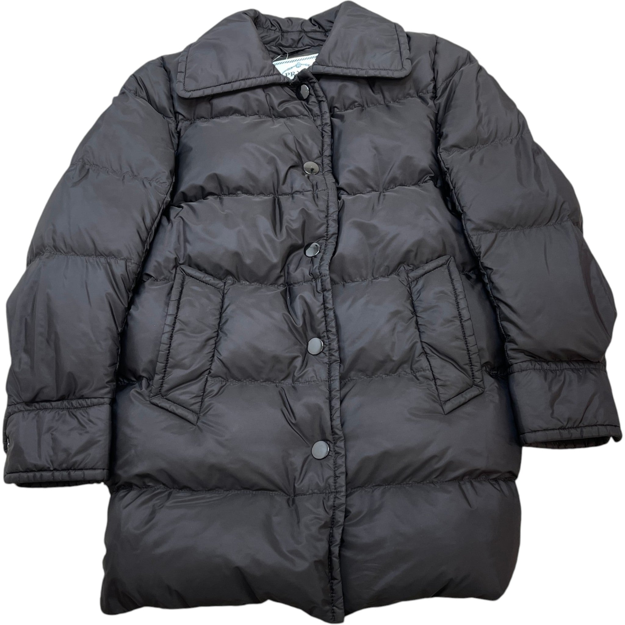Women's Re-Nylon Tab Logo Puffer Down Jacket Black Size IT 38 / UK 6
