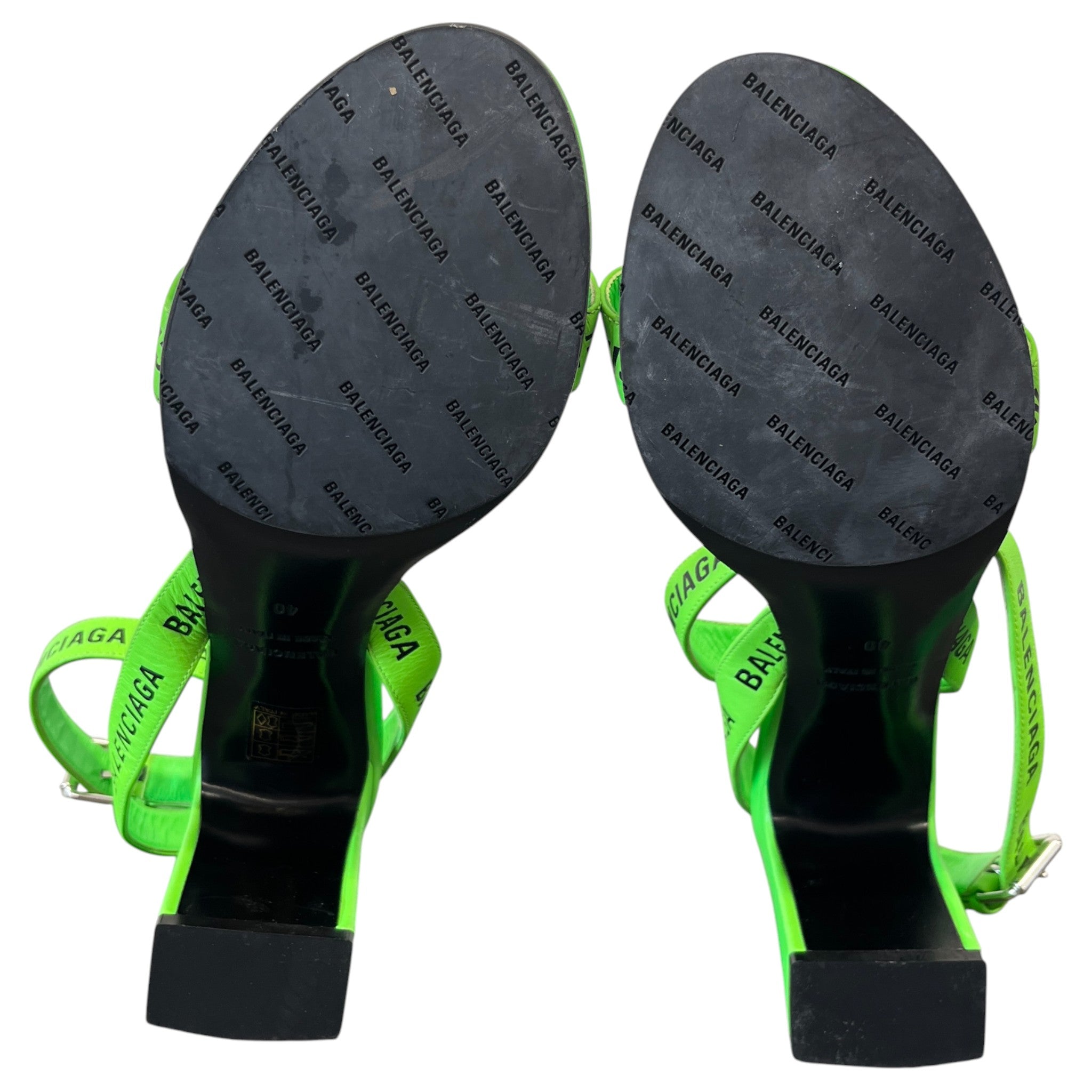 Women's Neon Allover Logo Ankle Strap Heels Green Size EU 40 / UK 7