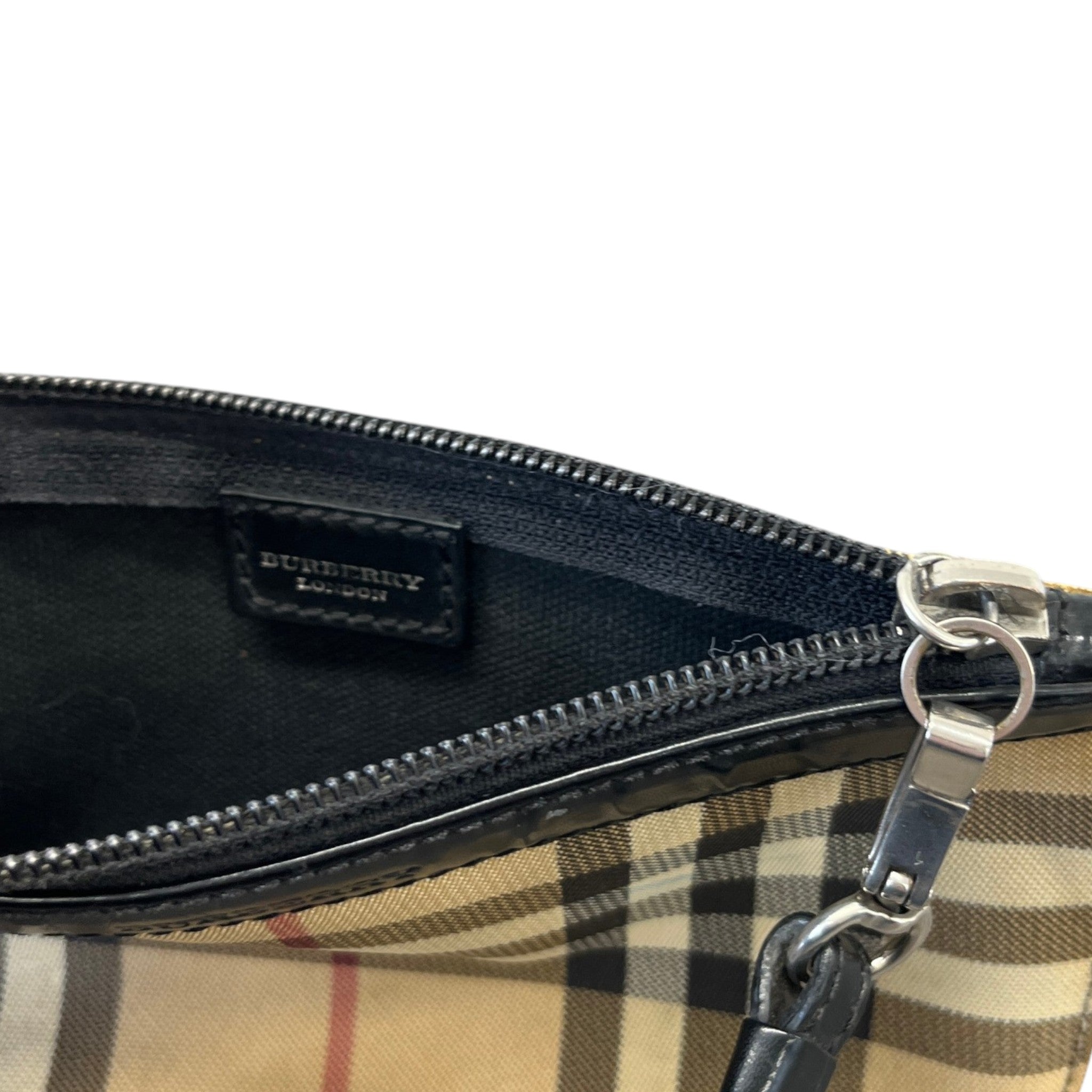 Women's Check Mini Wristlet Pochette Pouch Beige