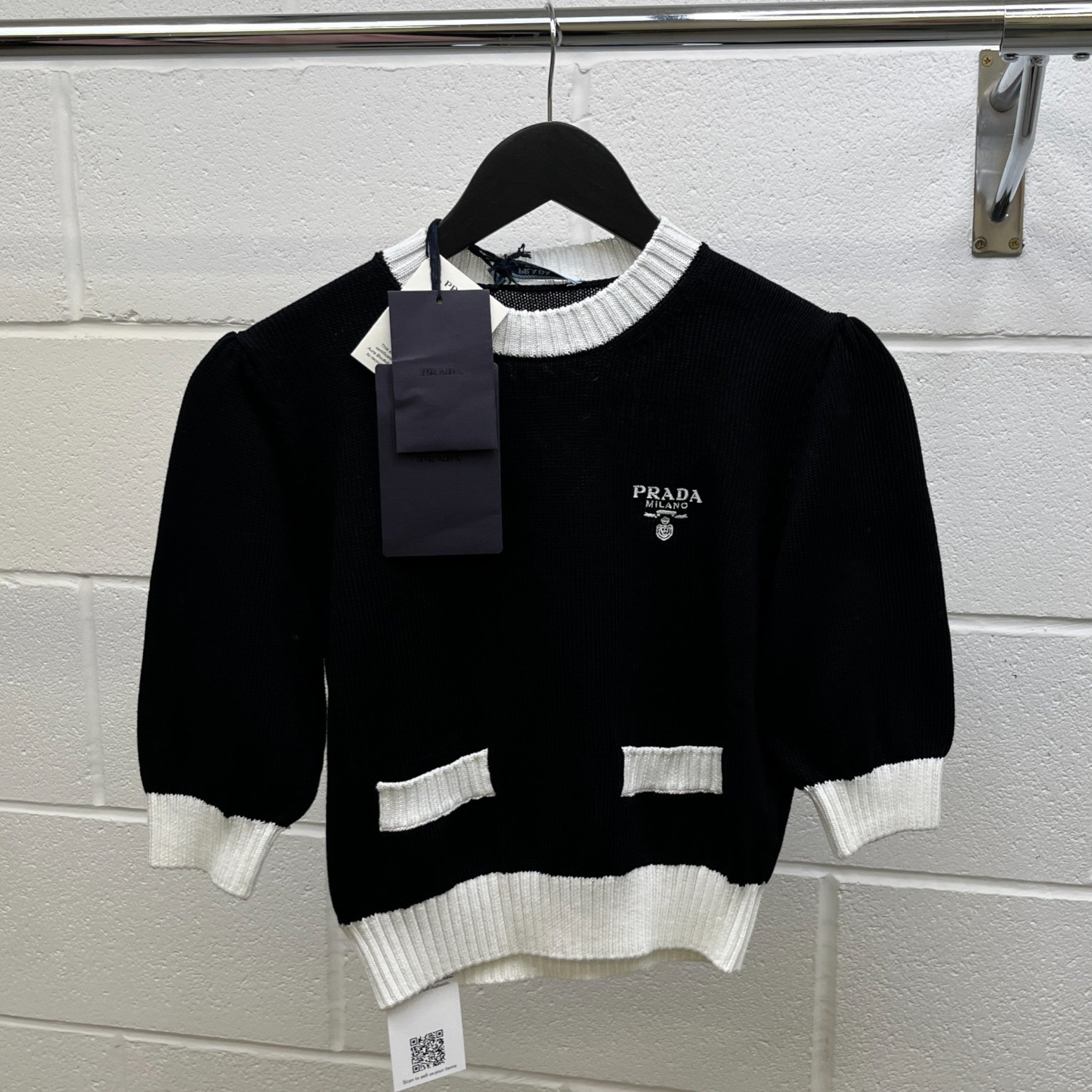 Women's Cotton Crew-Neck Logo Top Black Size XS