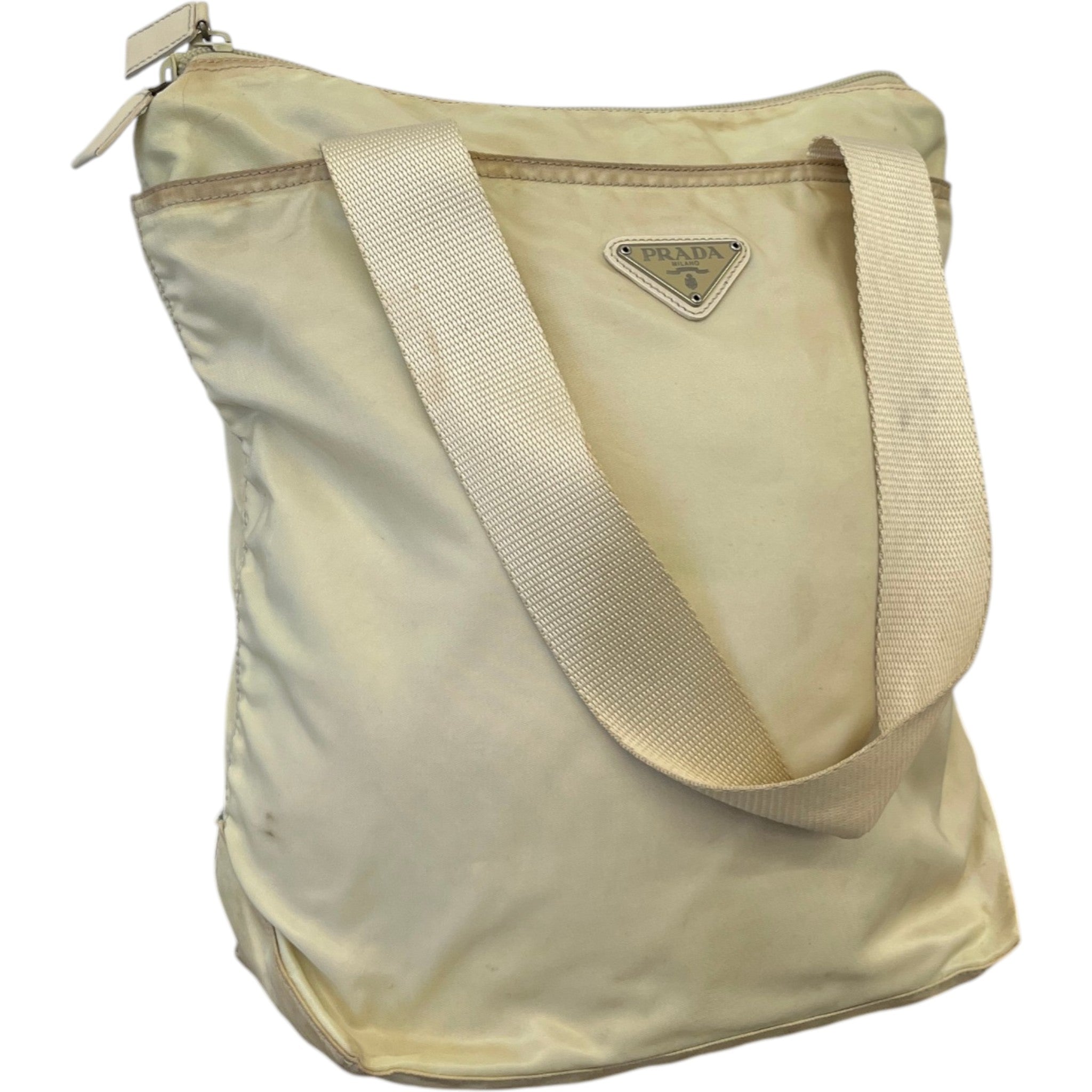 Women's Plaque Logo Messenger Bag Beige