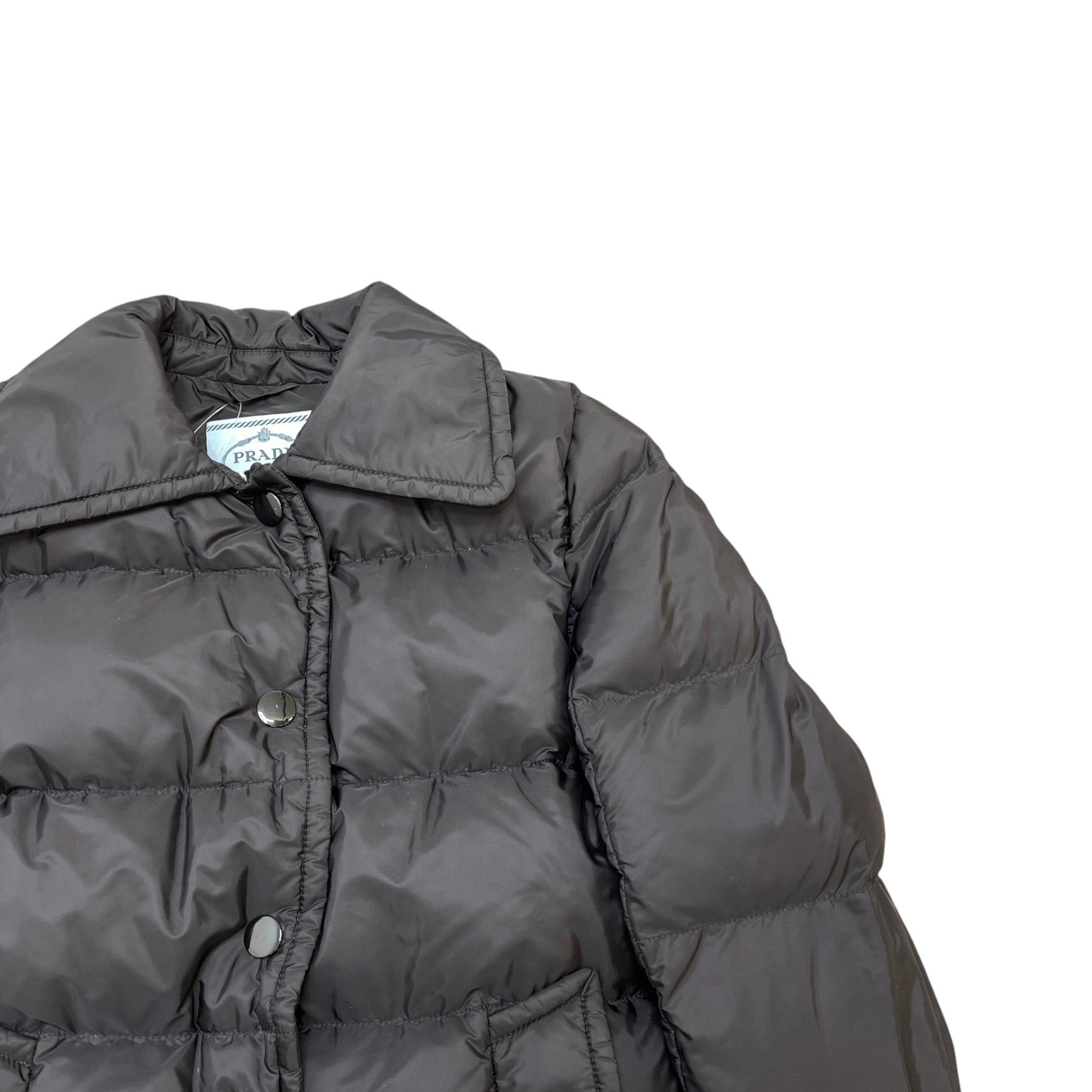 Women's Re-Nylon Tab Logo Puffer Down Jacket Black Size IT 38 / UK 6
