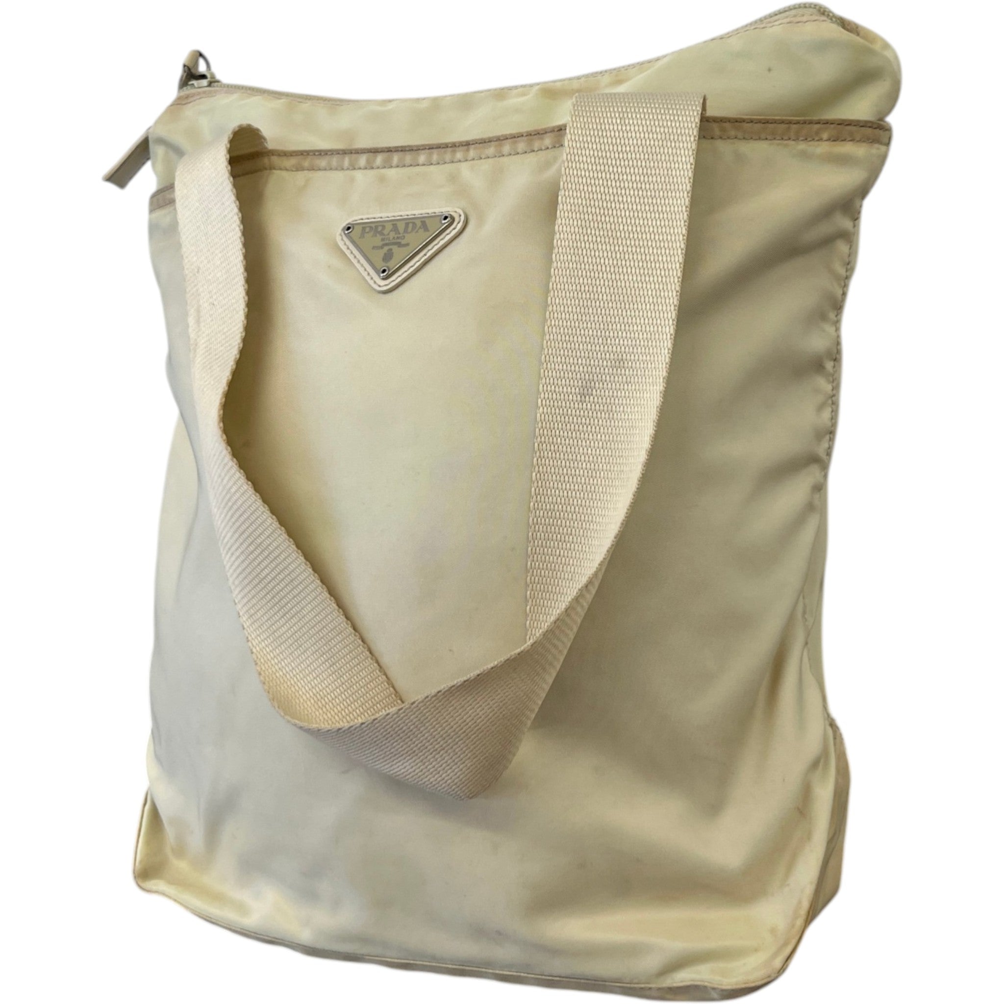 Women's Plaque Logo Messenger Bag Beige