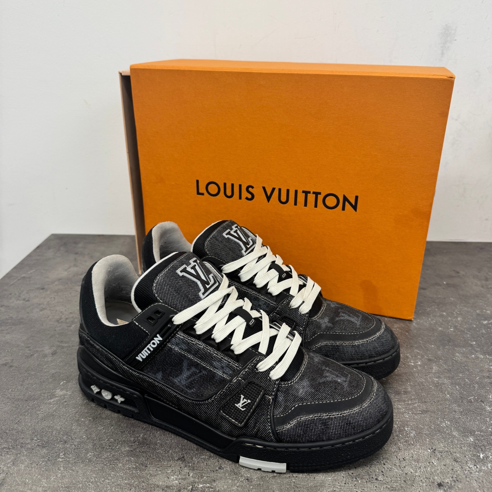Men's Lv Denim Low Trainers Black Size EU 41.5 / UK 7.5