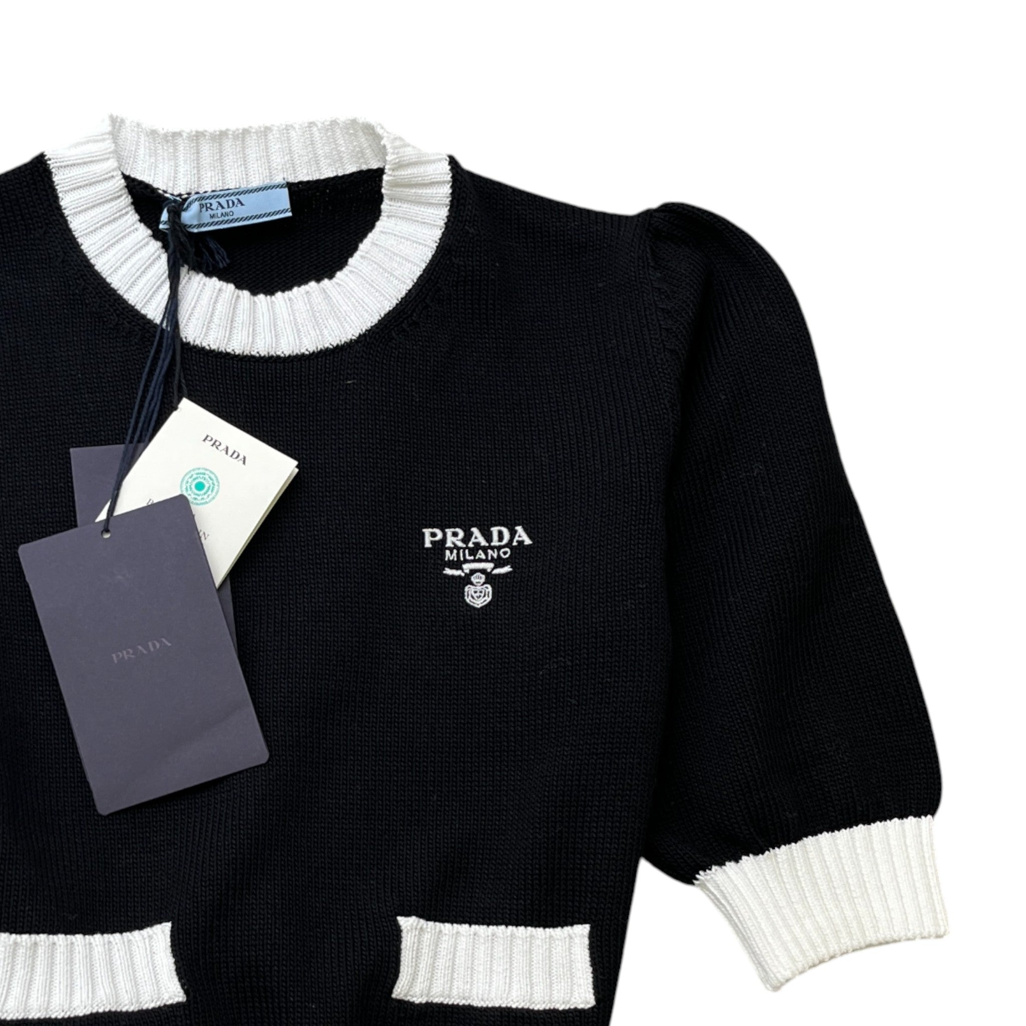 Women's Cotton Crew-Neck Logo Top Black Size XS