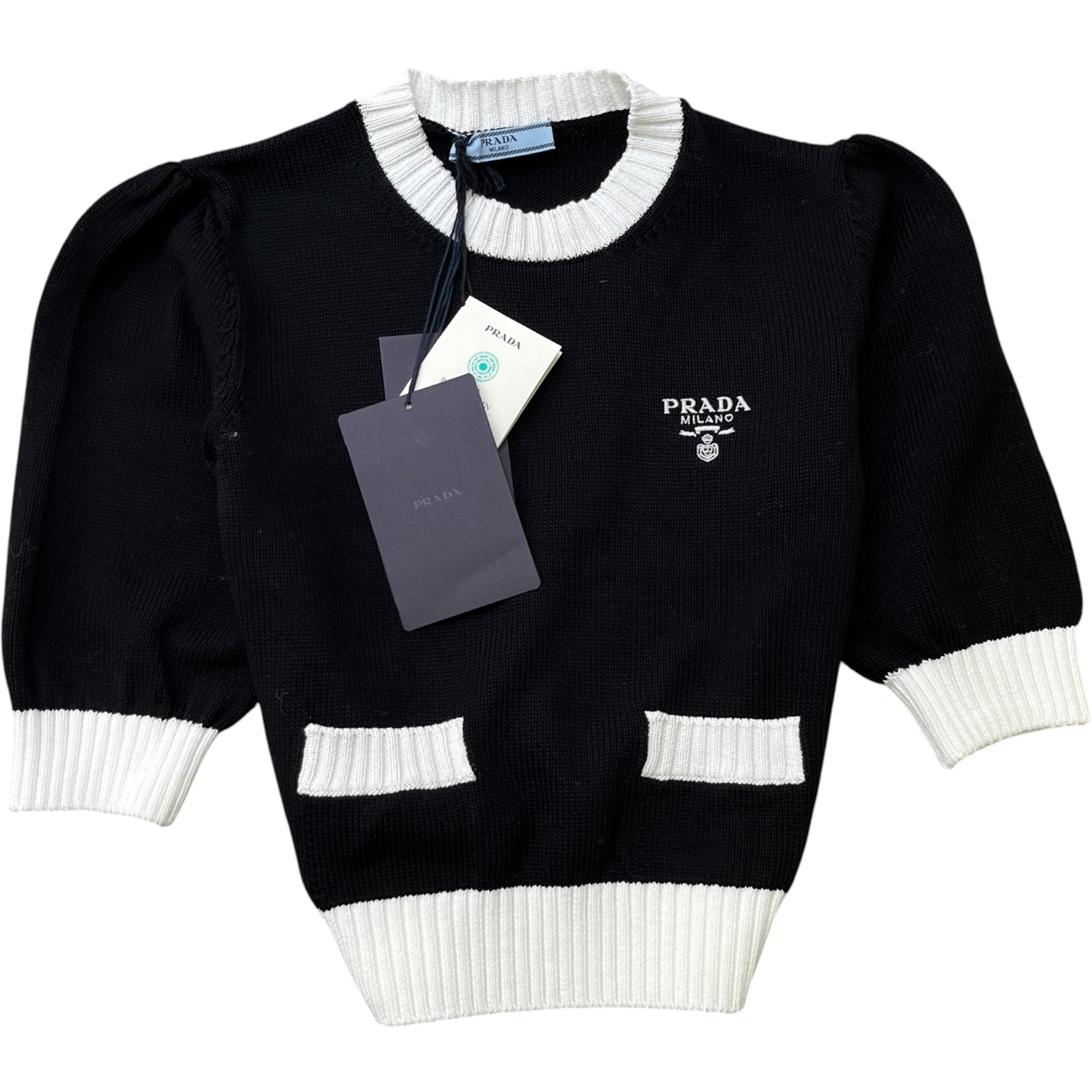 Women's Cotton Crew-Neck Logo Top Black Size XS