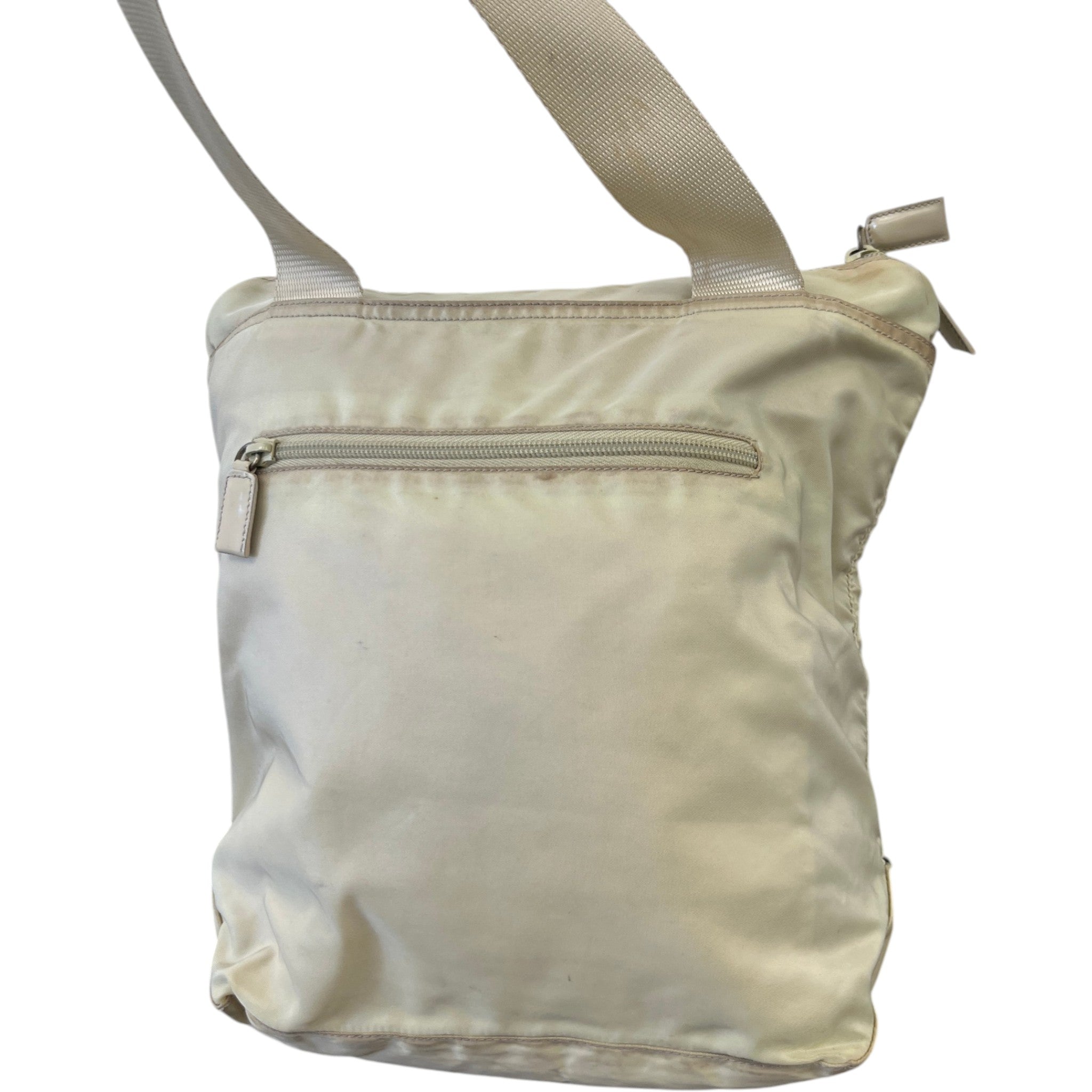 Women's Plaque Logo Messenger Bag Beige