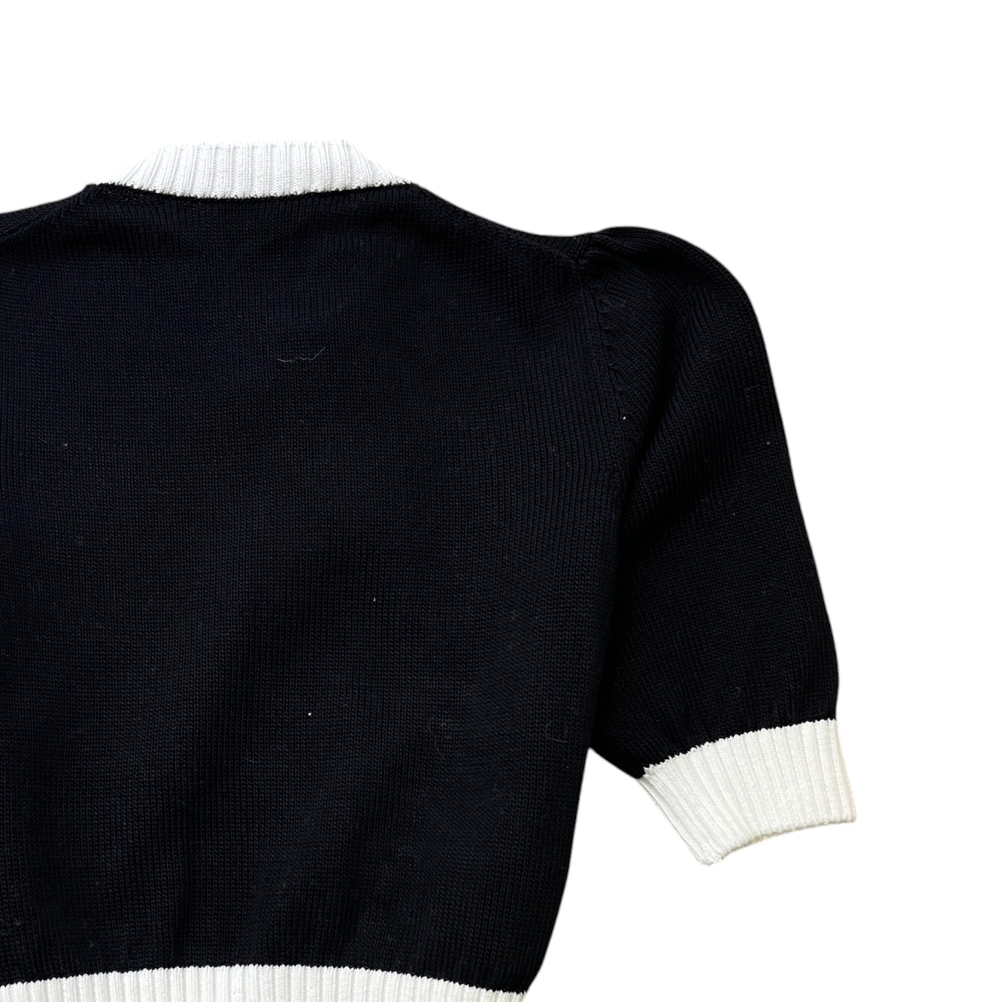 Women's Cotton Crew-Neck Logo Top Black Size XS