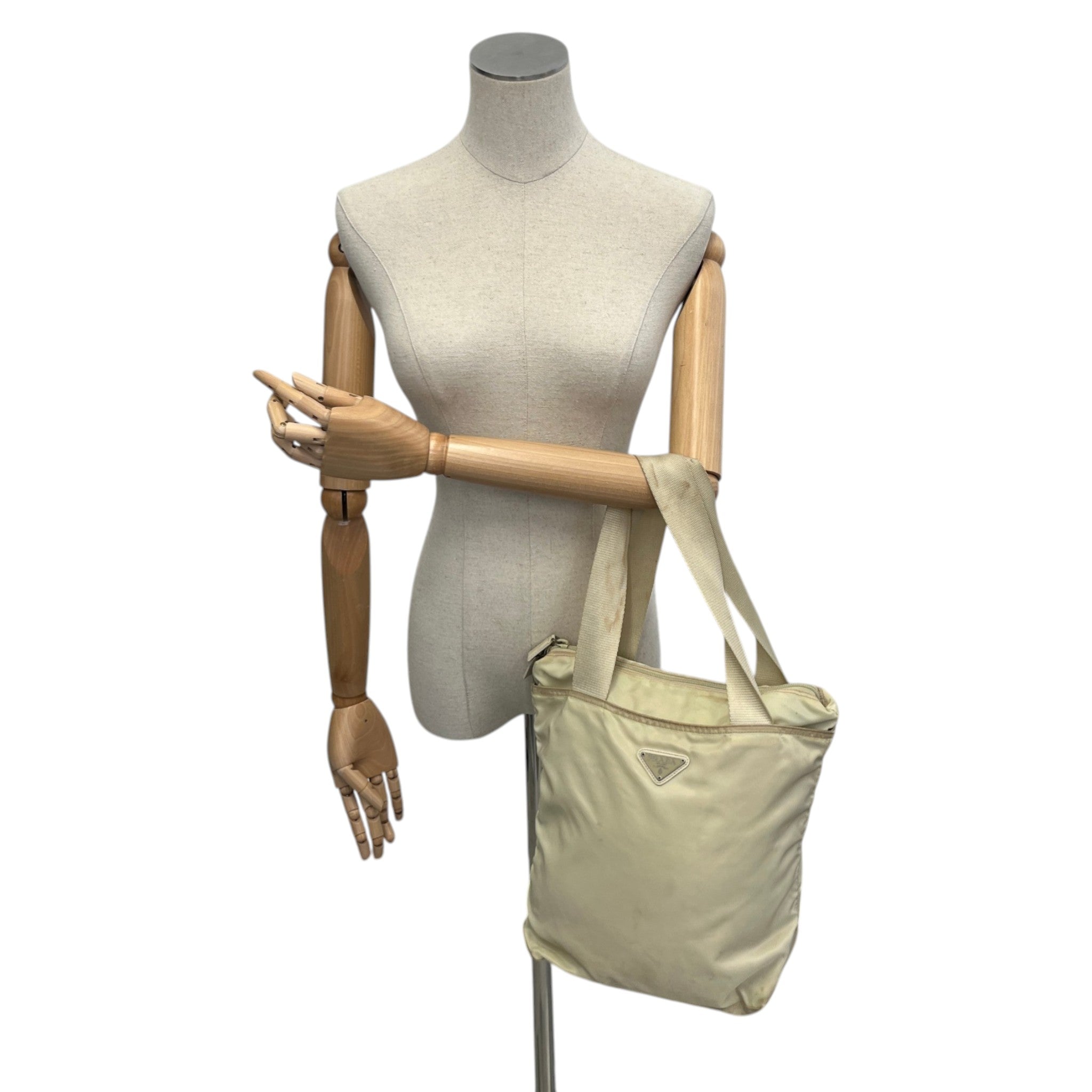 Women's Plaque Logo Messenger Bag Beige