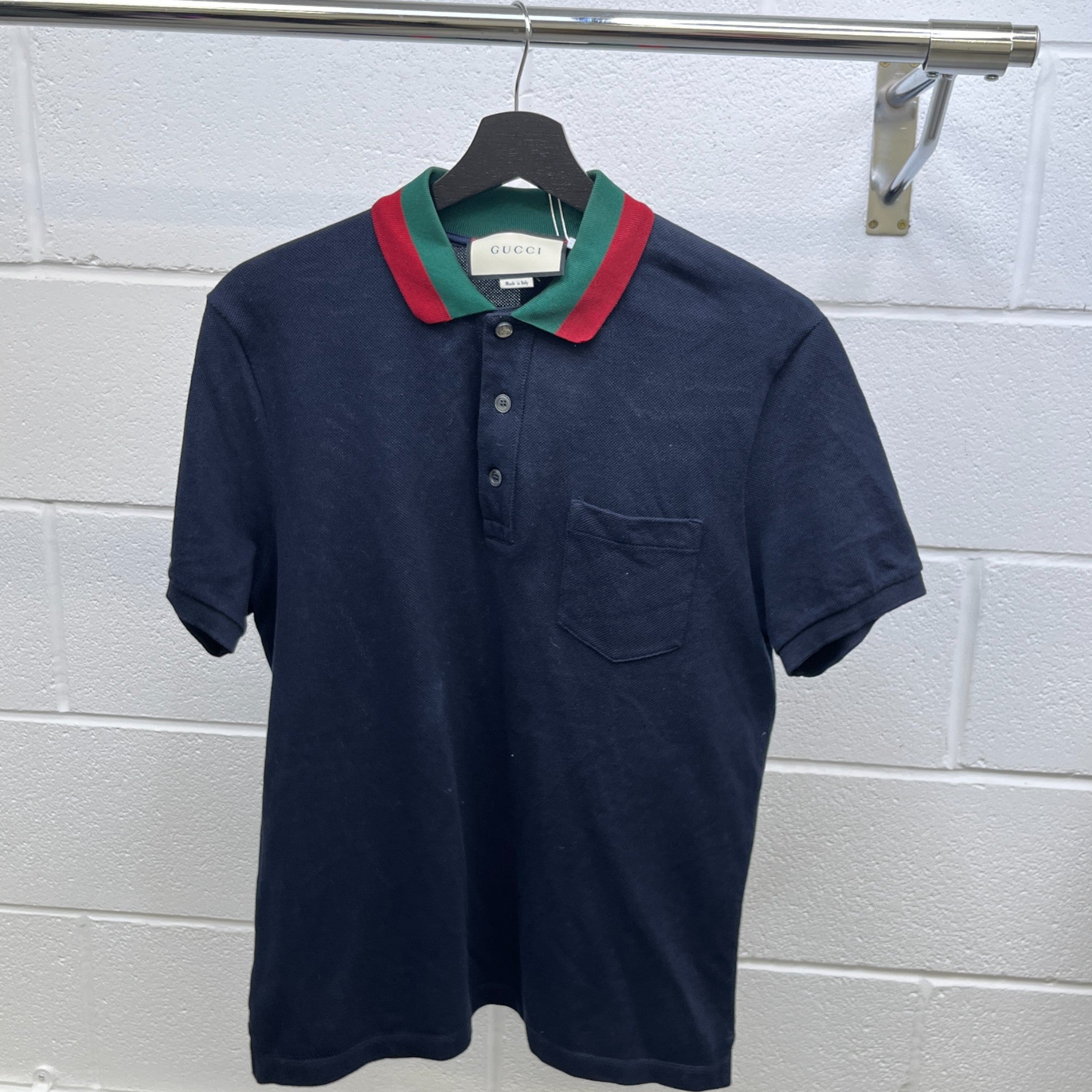 Men's Web Collar Polo Shirt Navy Size M