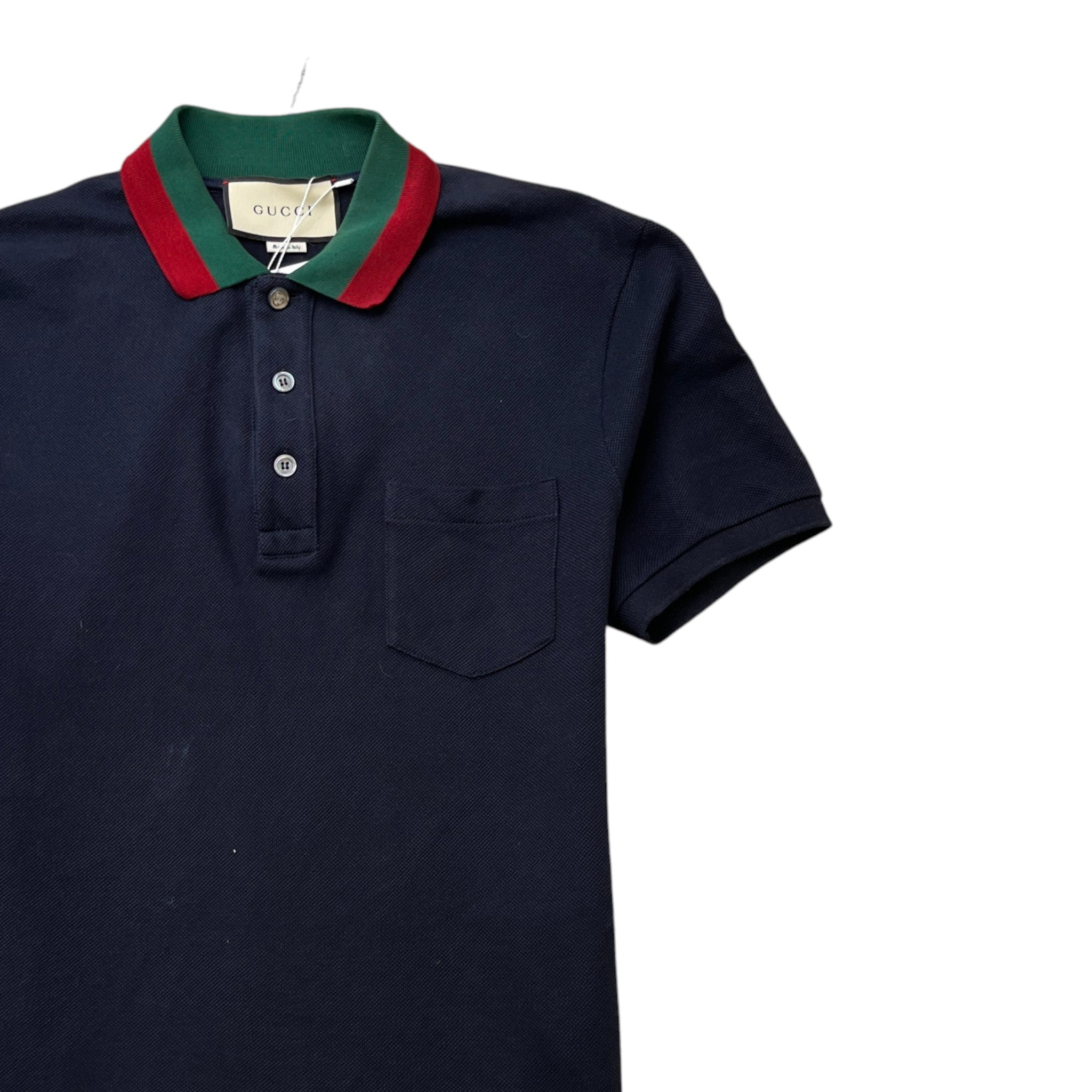 Men's Web Collar Polo Shirt Navy Size M