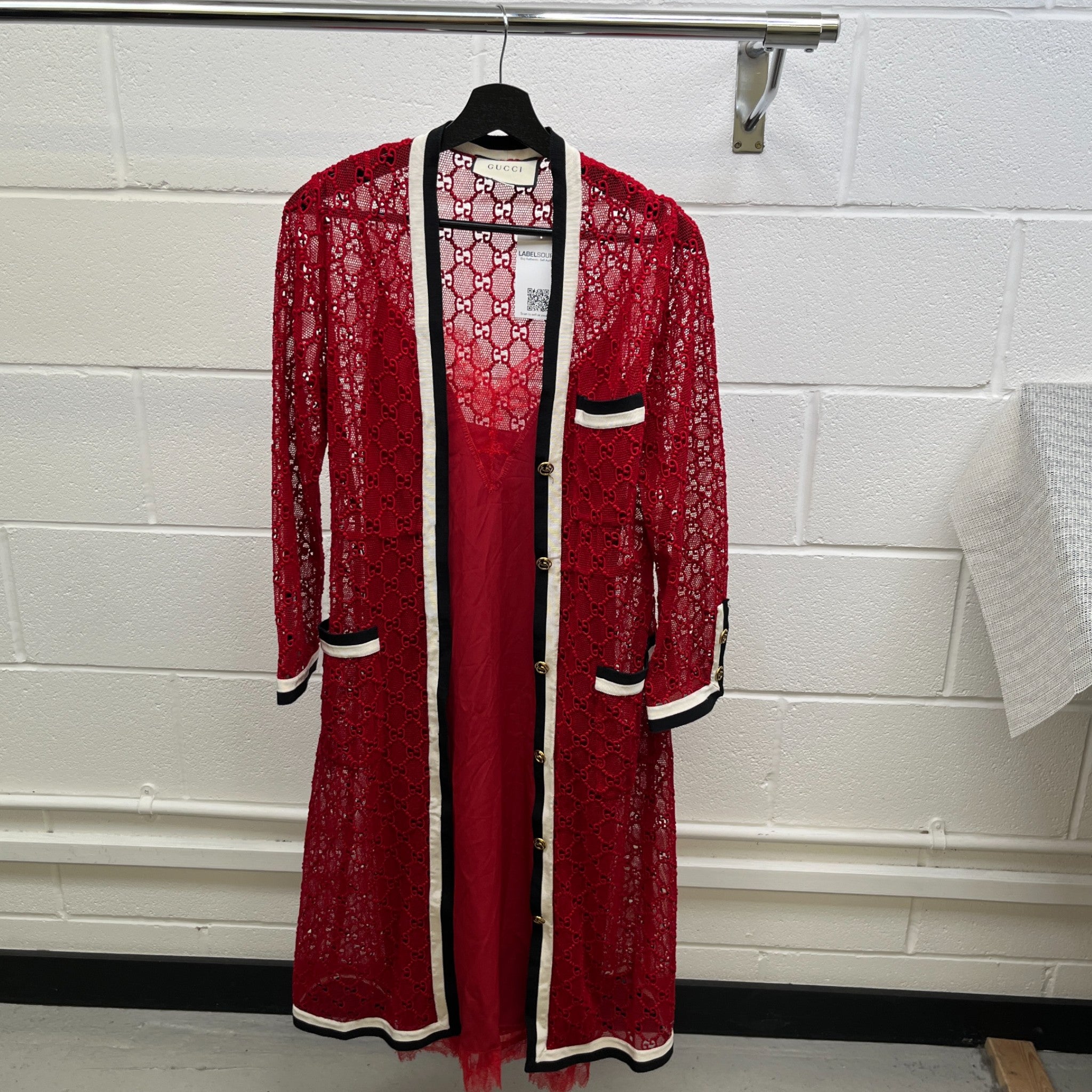 Women's Gg Macramé Lace Dress Top Red Size S