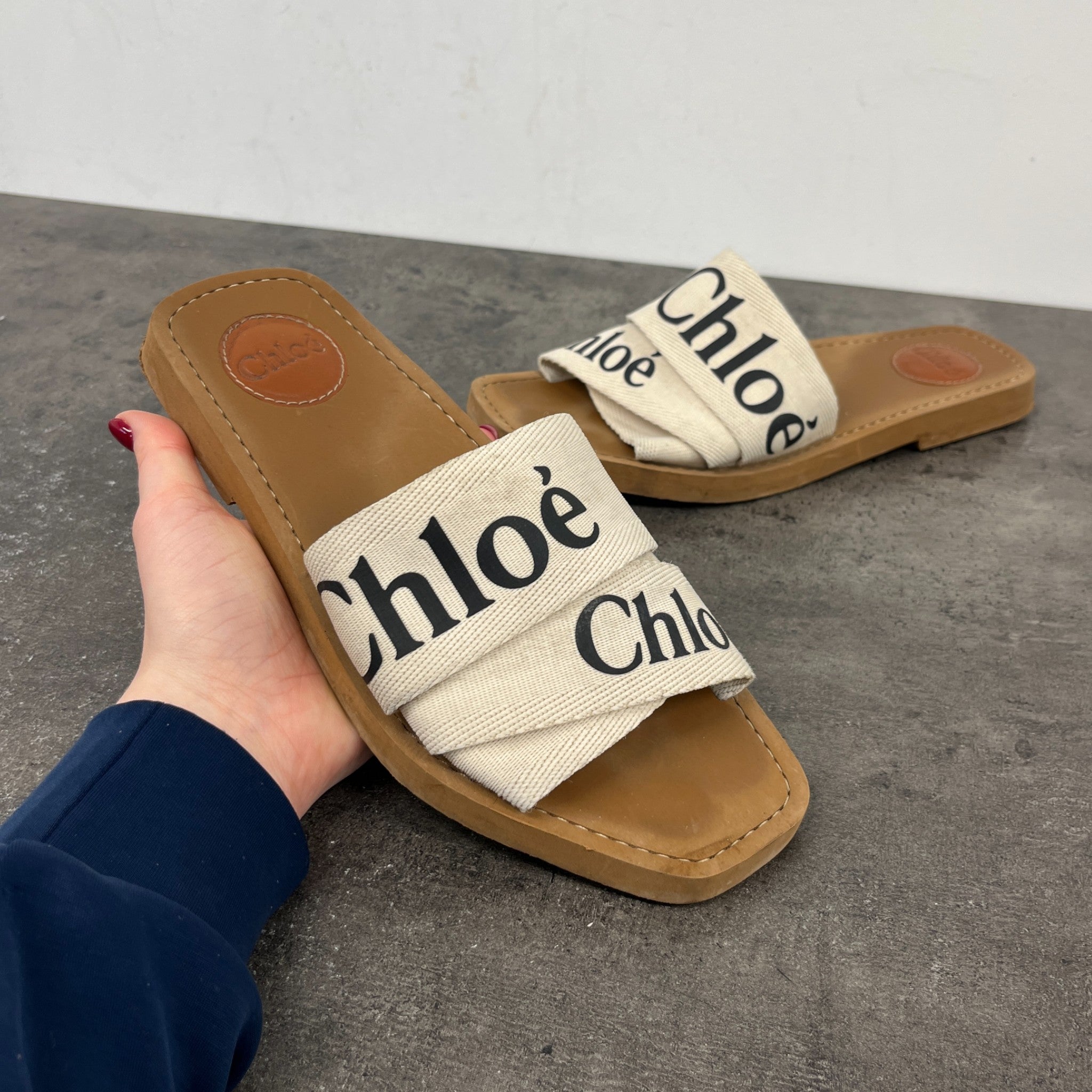 Women's Woody Logo Print Slides White Size EU 38 / UK 5