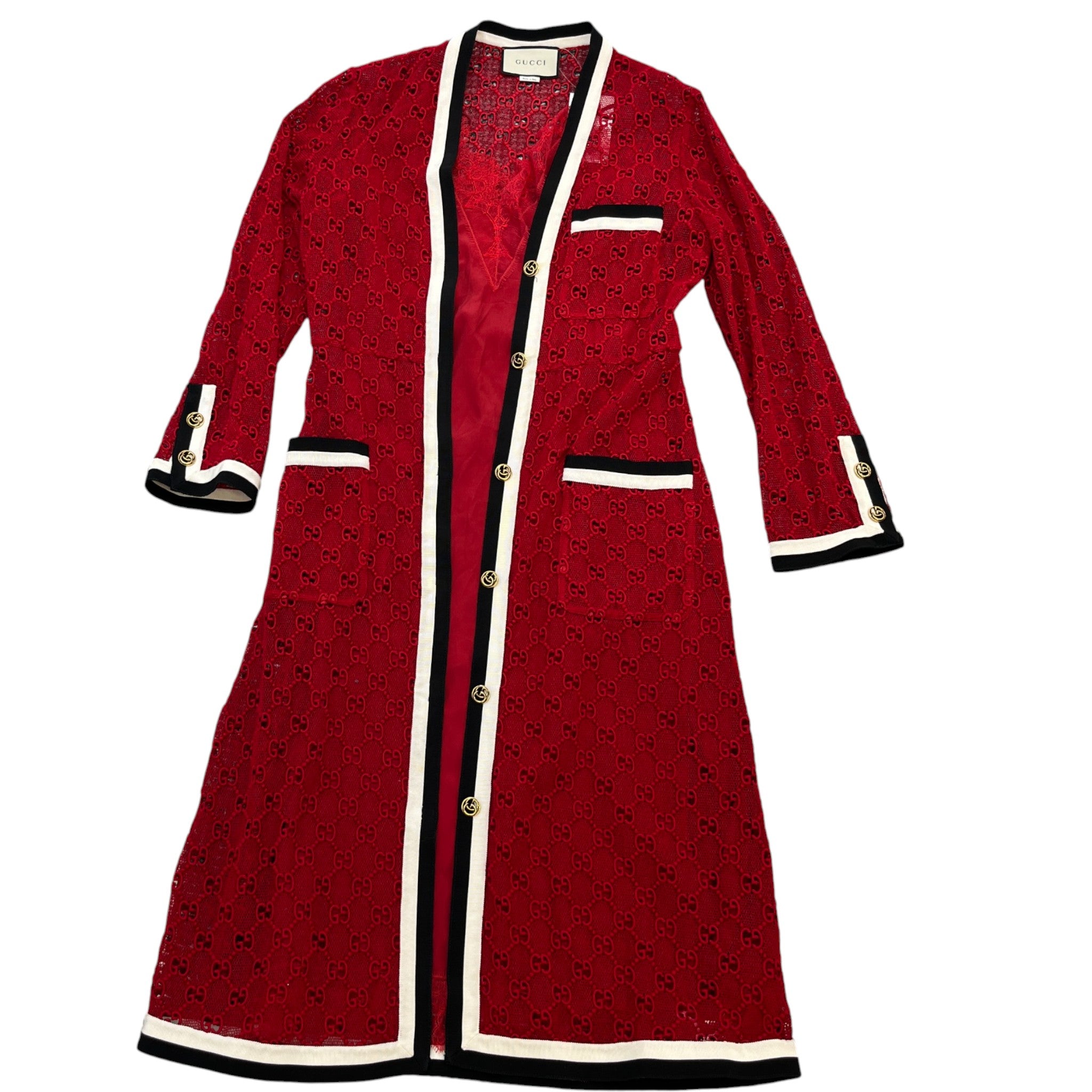 Women's Gg Macramé Lace Dress Top Red Size S