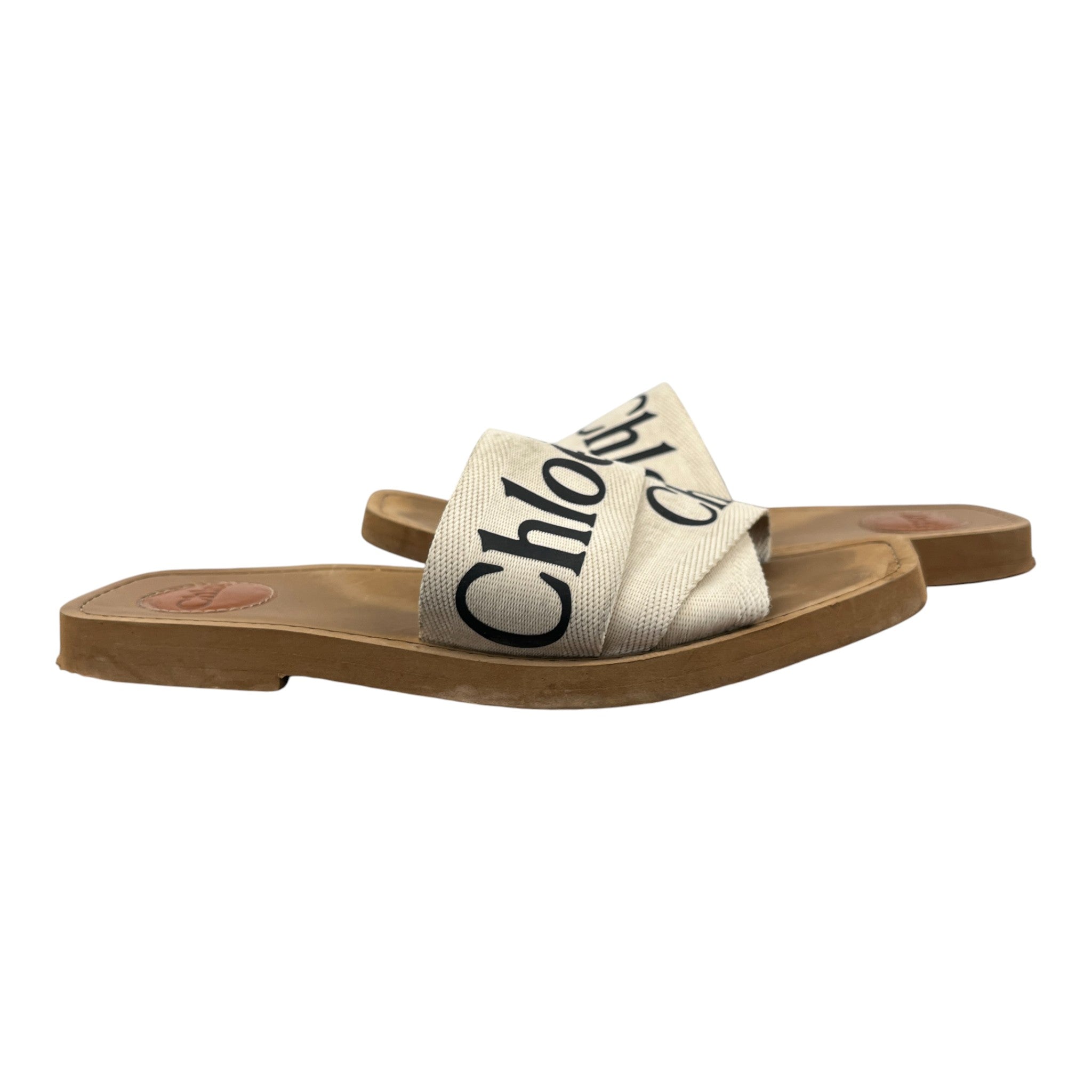 Women's Woody Logo Print Slides White Size EU 38 / UK 5