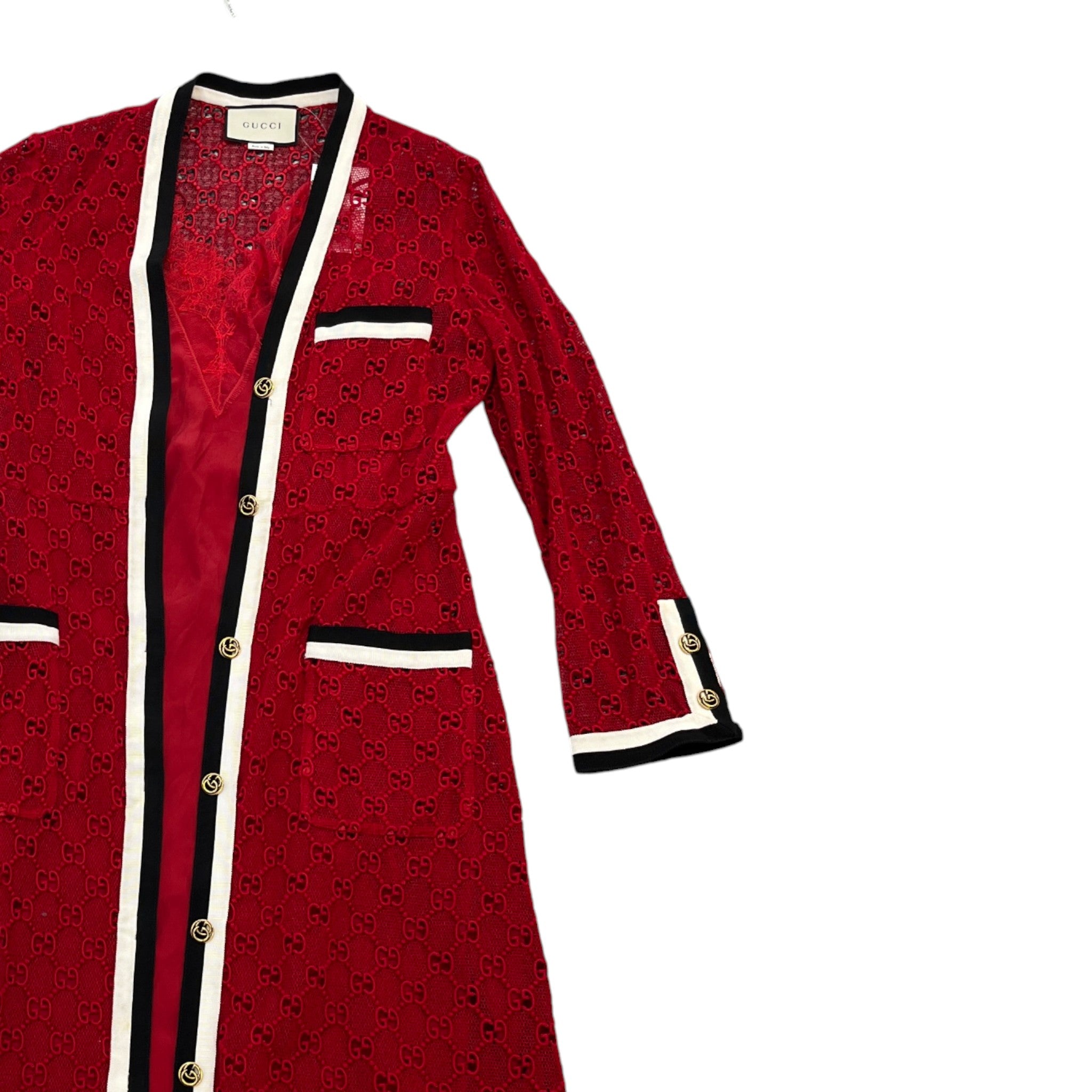 Women's Gg Macramé Lace Dress Top Red Size S