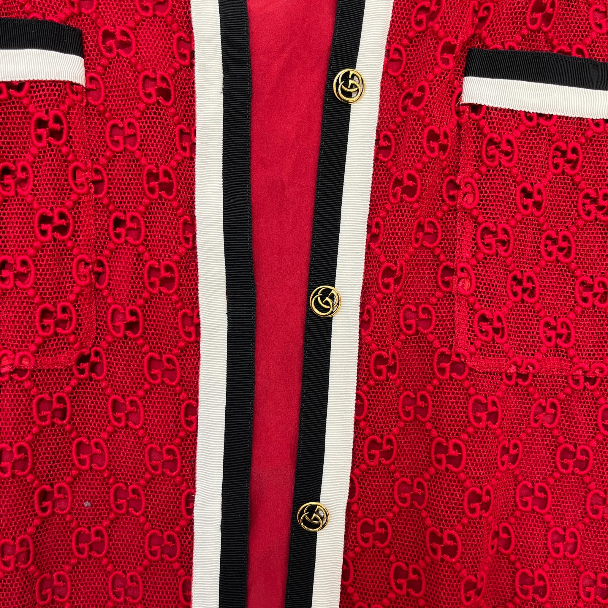 Women's Gg Macramé Lace Dress Top Red Size S