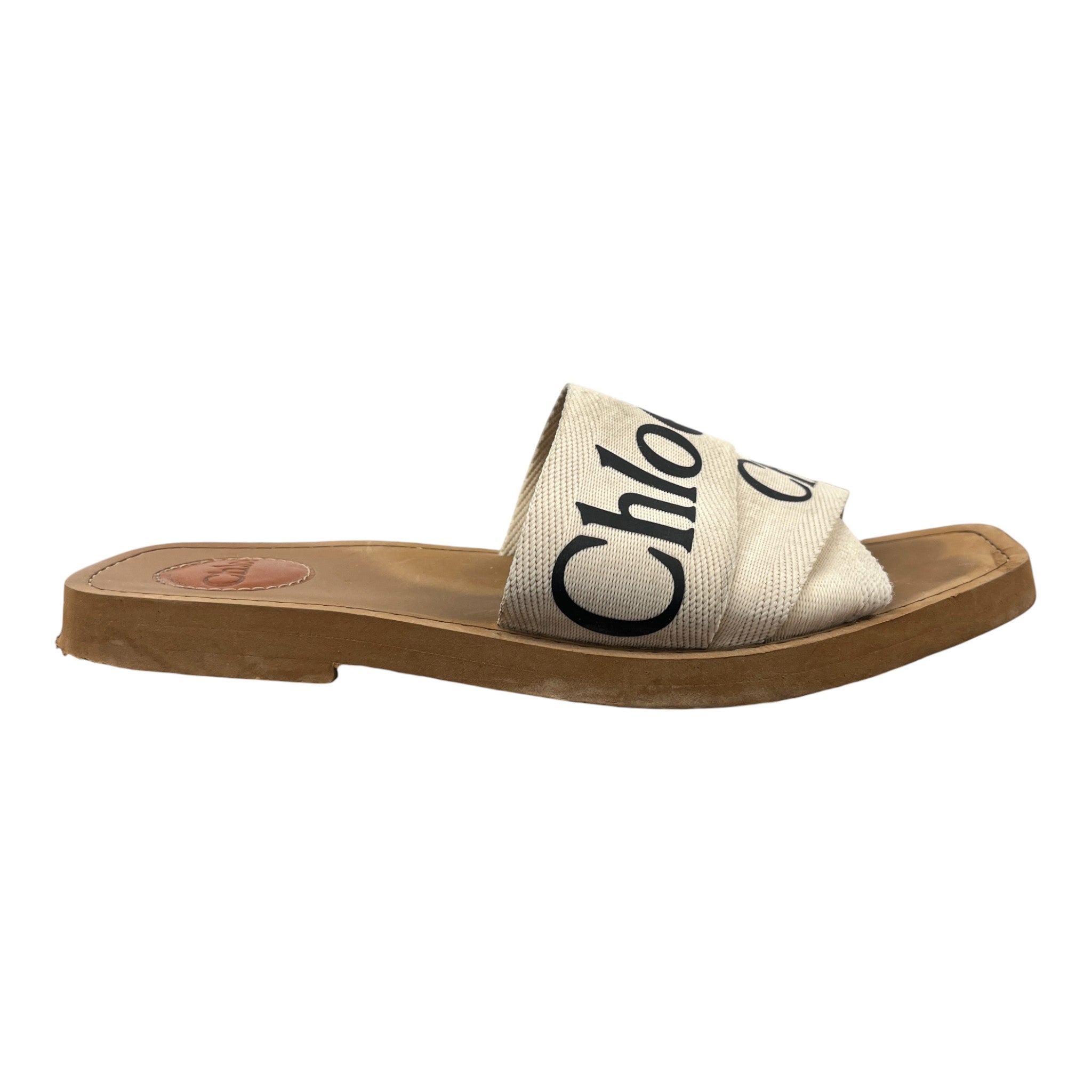 Women's Woody Logo Print Slides White Size EU 38 / UK 5