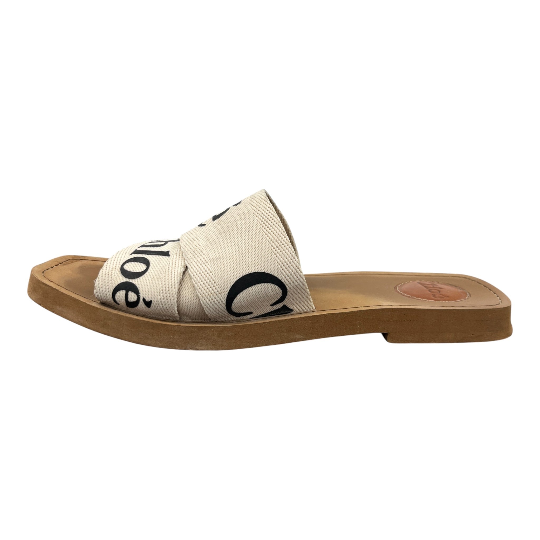 Women's Woody Logo Print Slides White Size EU 38 / UK 5