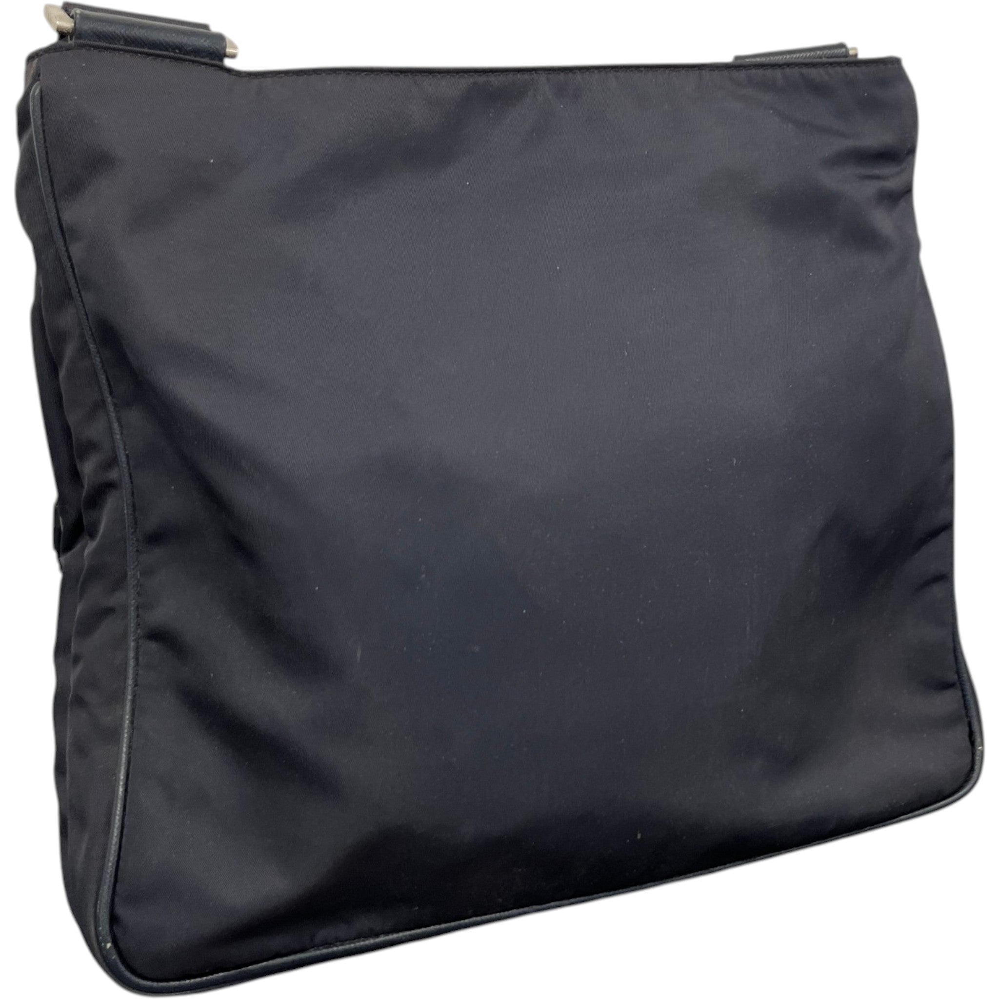 Men's Re-Nylon Plaque Logo Messenger Bag Navy