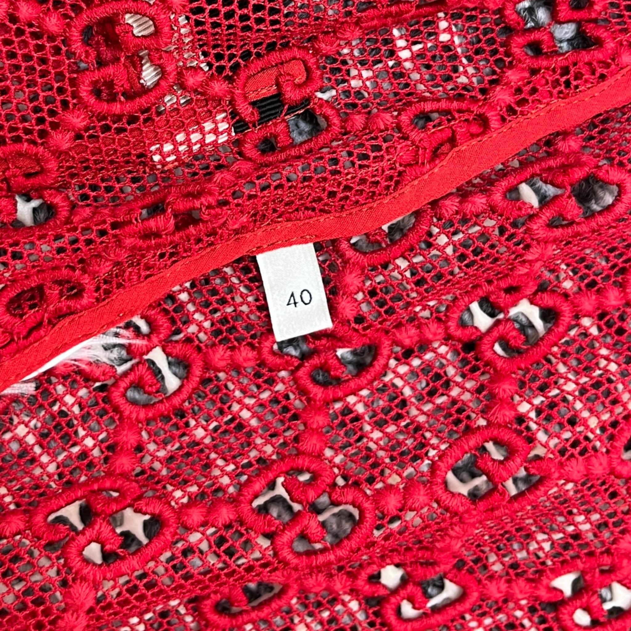 Women's Gg Macramé Lace Dress Top Red Size S