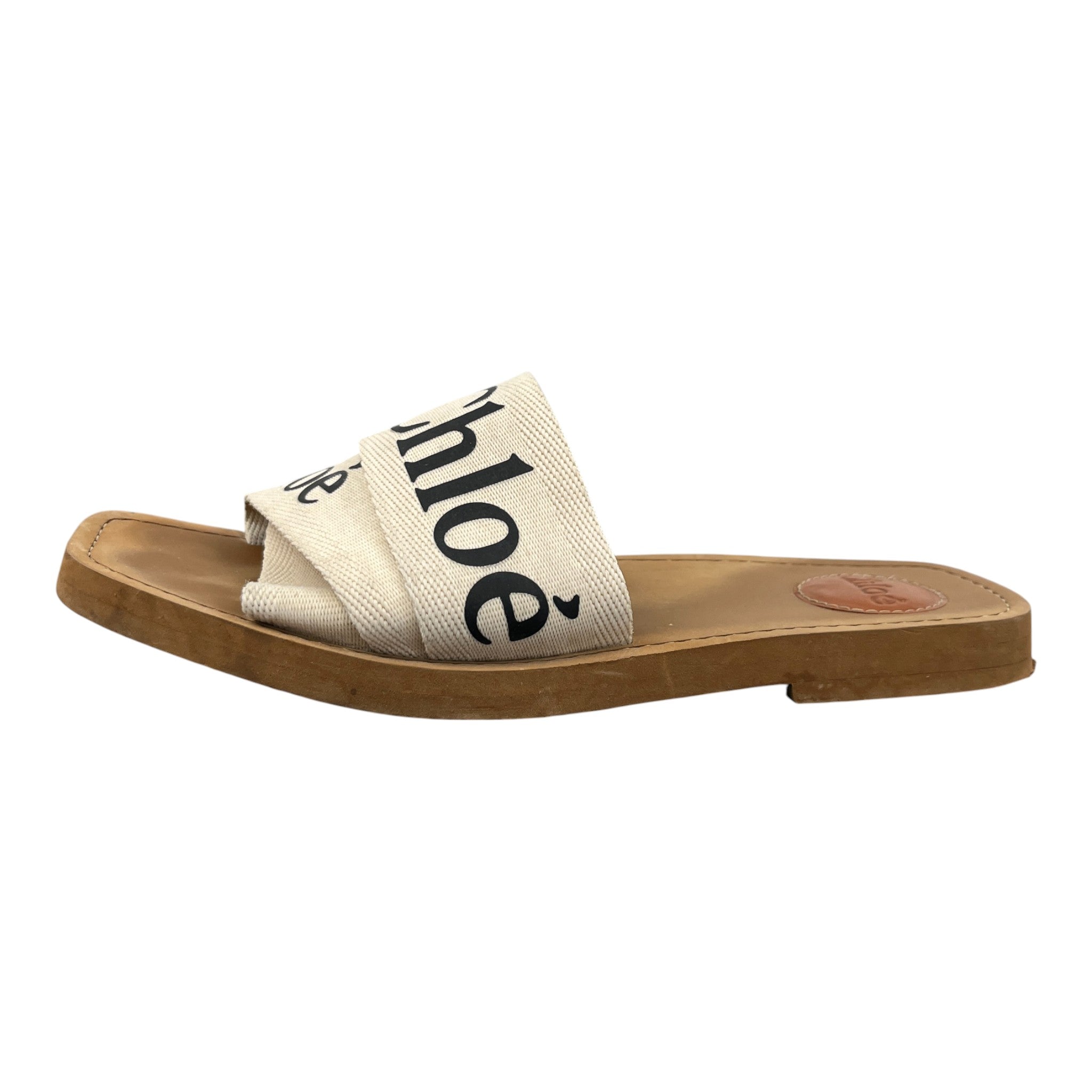 Women's Woody Logo Print Slides White Size EU 38 / UK 5