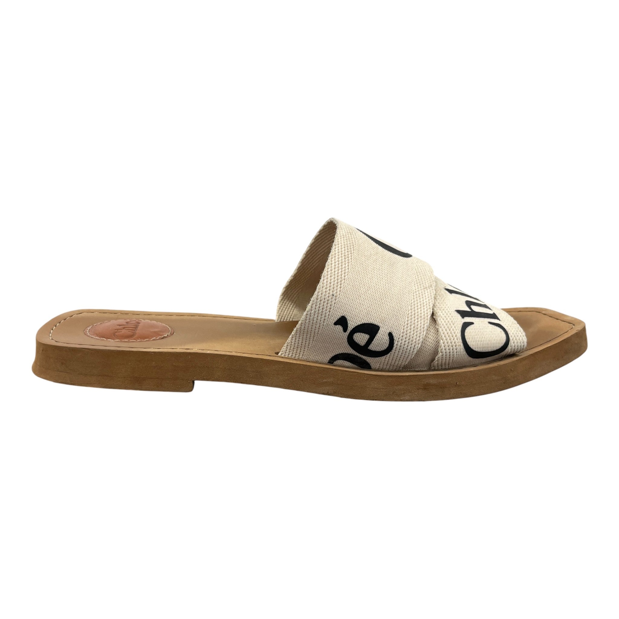 Women's Woody Logo Print Slides White Size EU 38 / UK 5