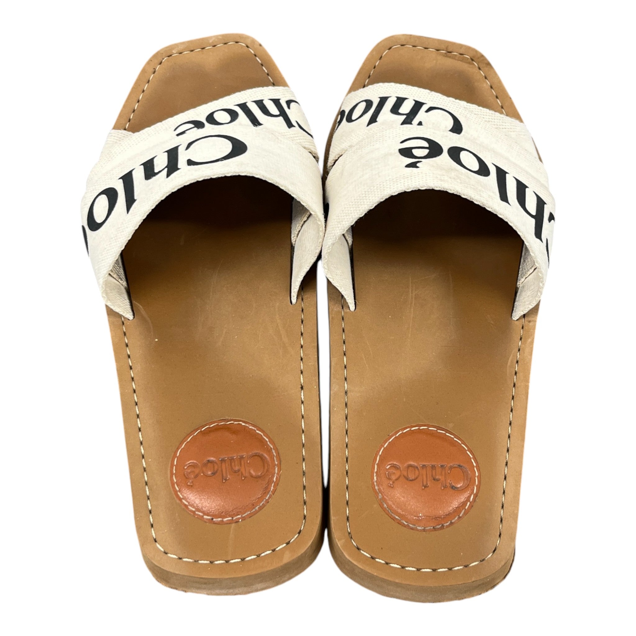 Women's Woody Logo Print Slides White Size EU 38 / UK 5