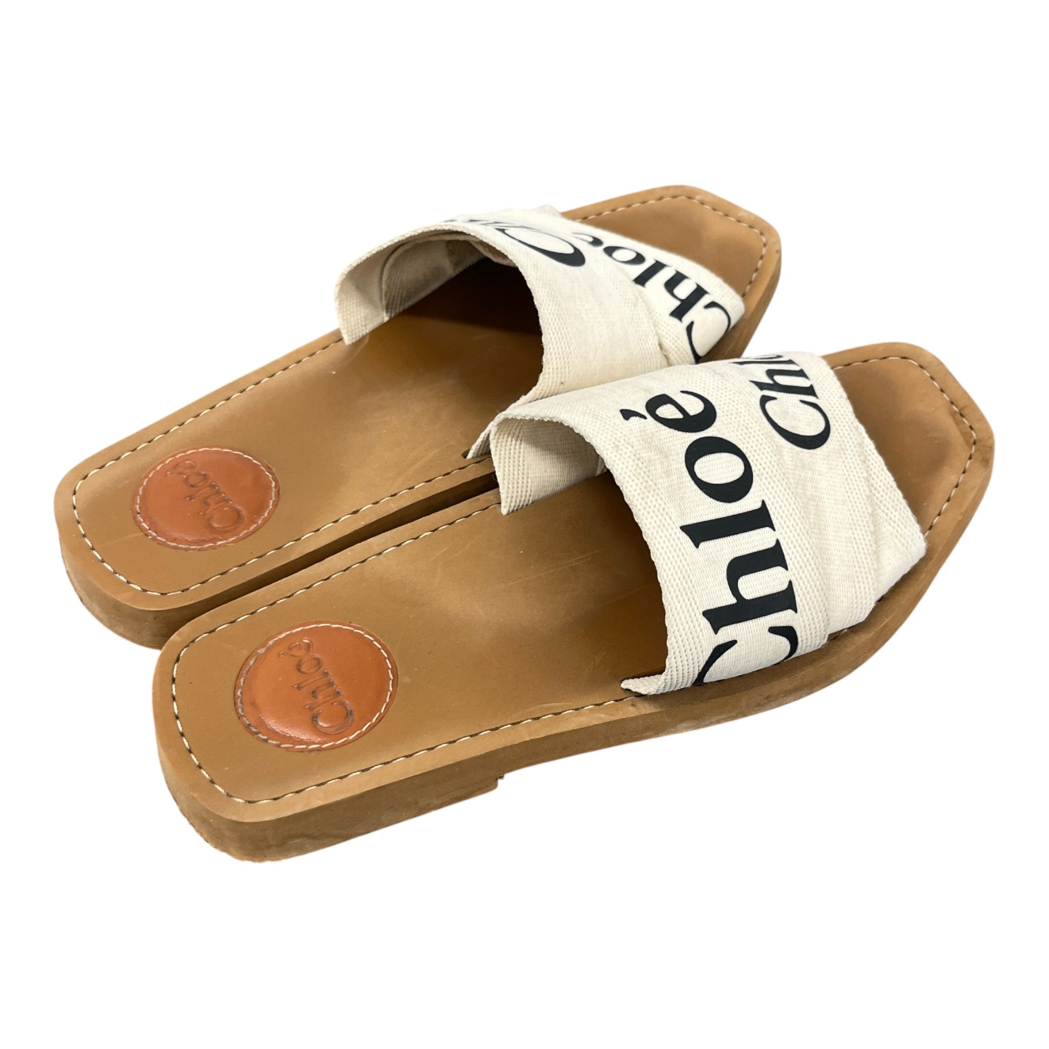 Women's Woody Logo Print Slides White Size EU 38 / UK 5