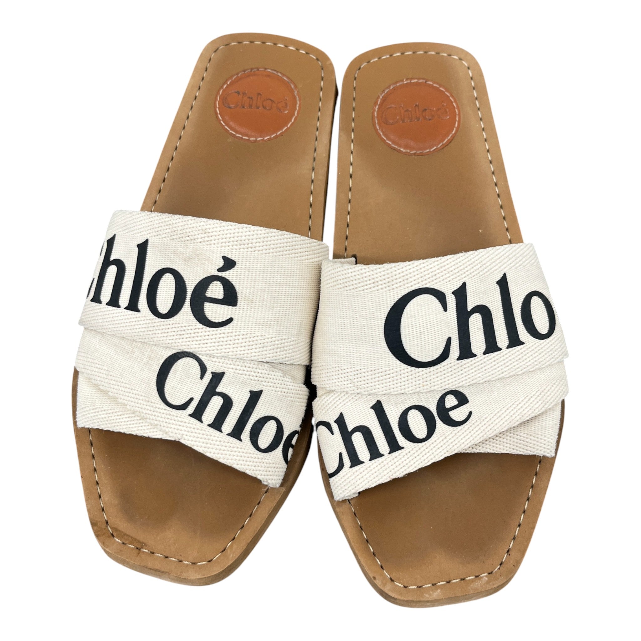 Women's Woody Logo Print Slides White Size EU 38 / UK 5