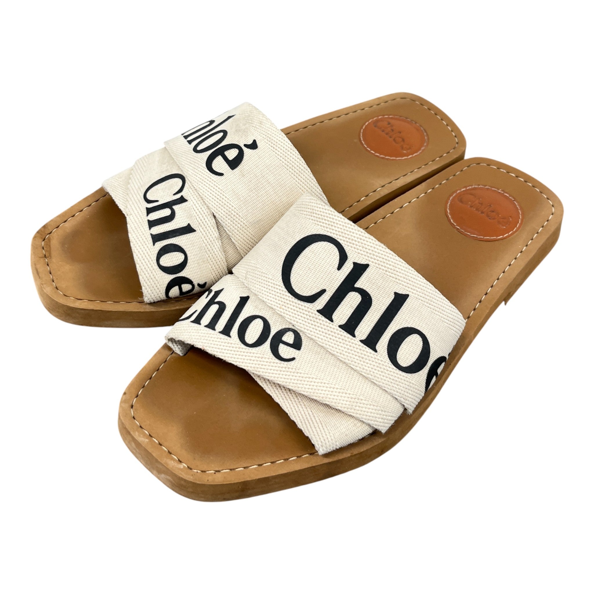 Women's Woody Logo Print Slides White Size EU 38 / UK 5