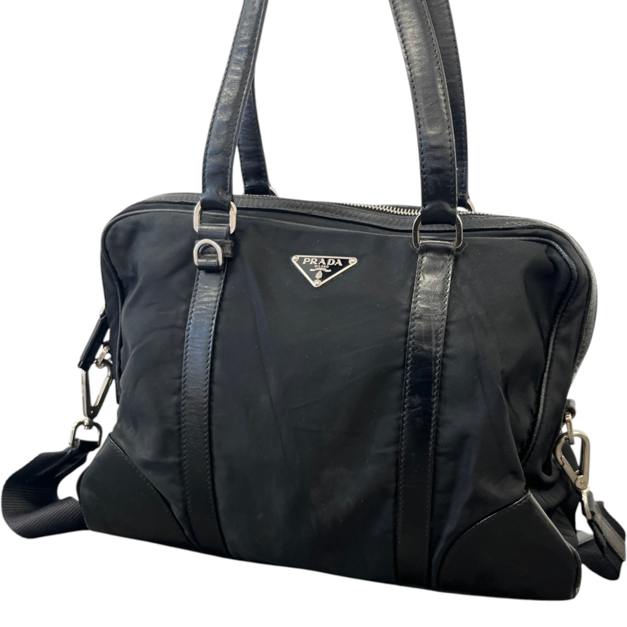 Women's Nylon Tessuto Shoulder Bag Black