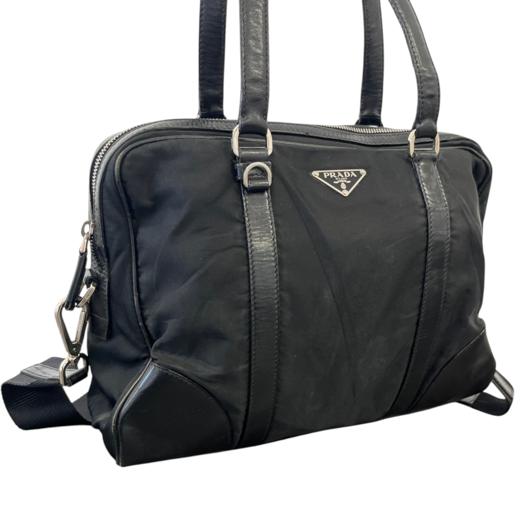 Women's Nylon Tessuto Shoulder Bag Black