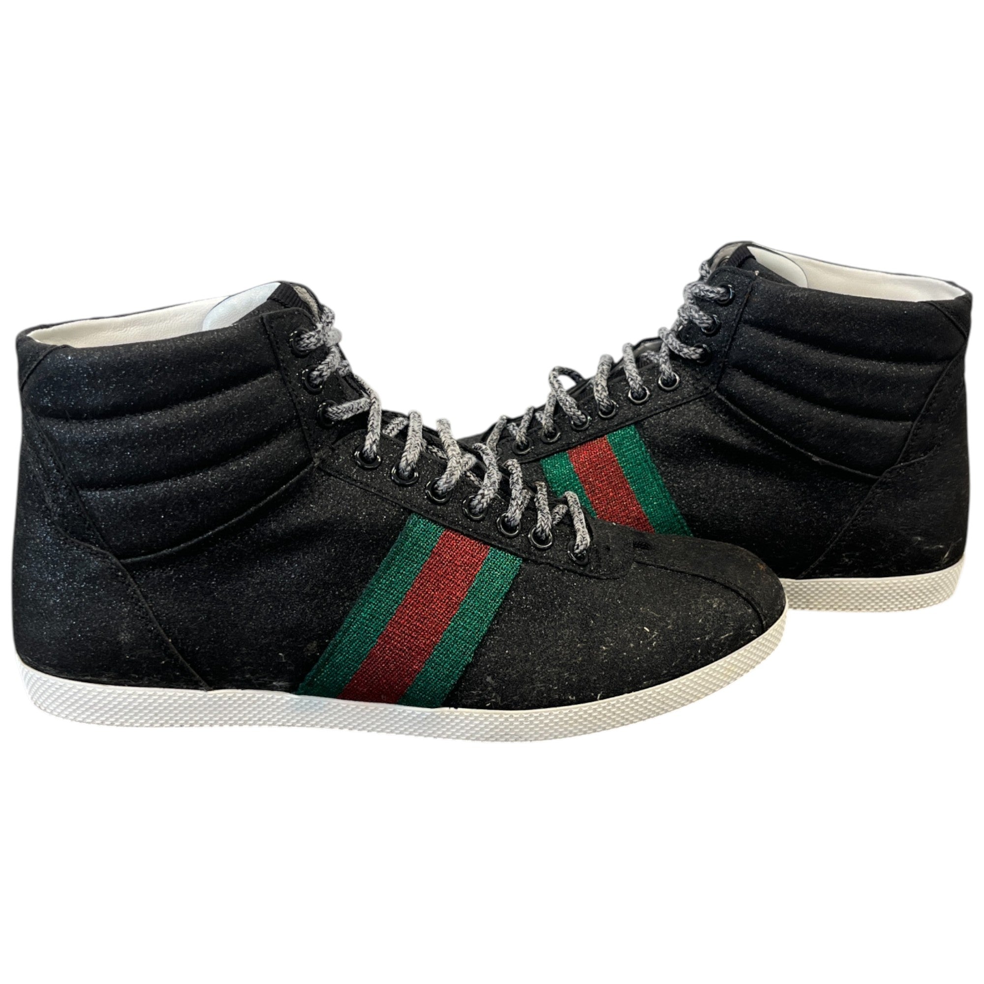 Men's Web Stripe High Trainers Black Size EU 40 / UK 6