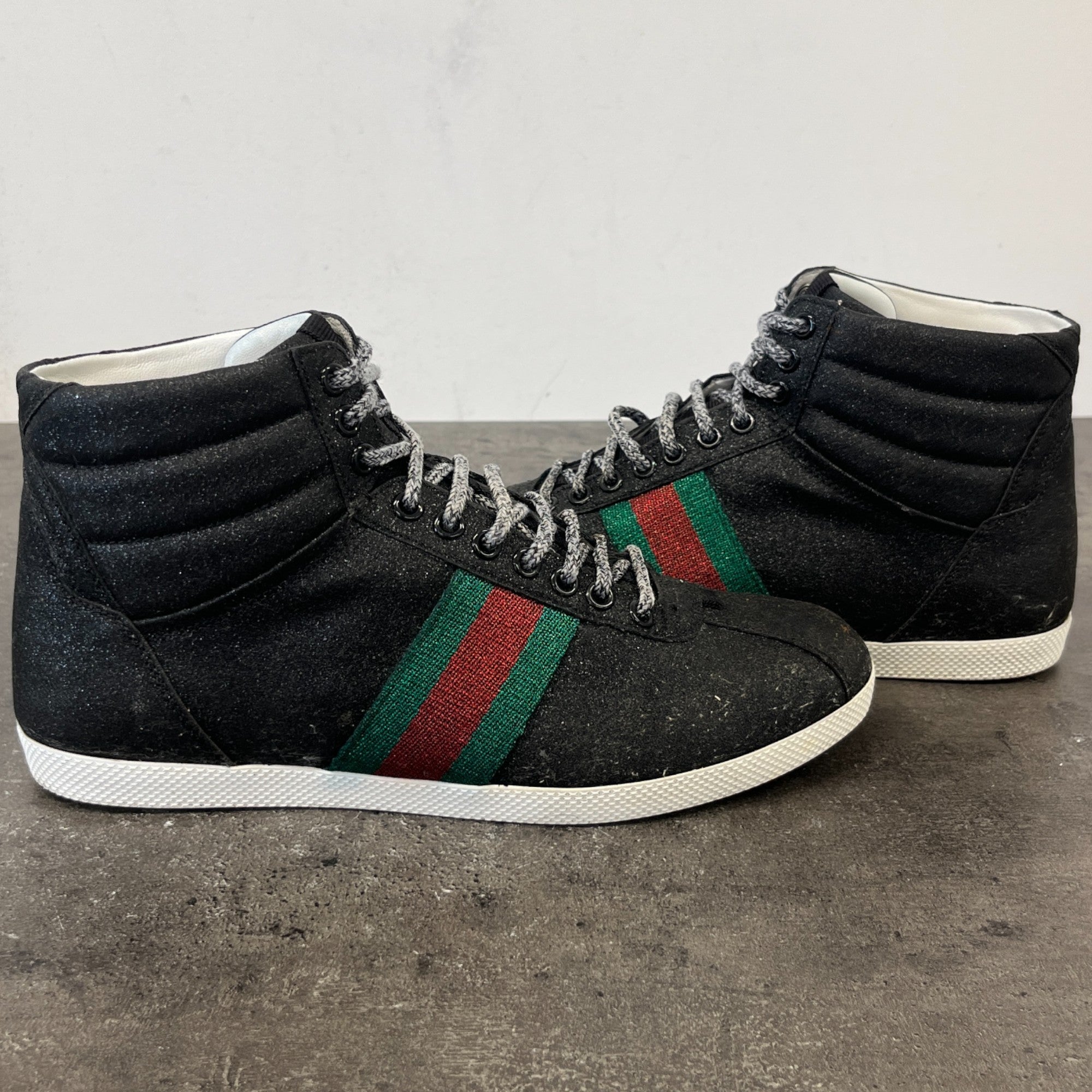 Men's Web Stripe High Trainers Black Size EU 40 / UK 6