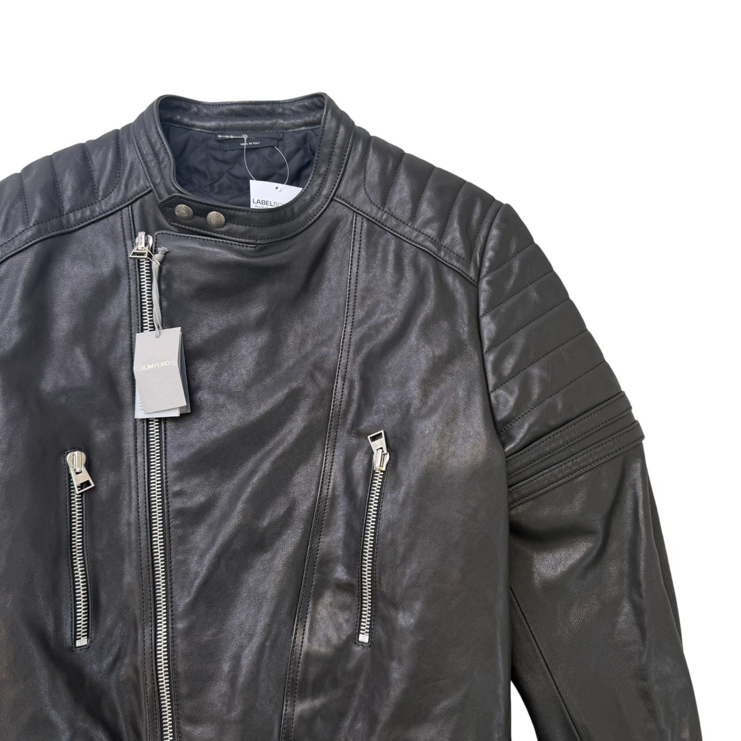 Men's Leather Biker Jacket Black Size XXL