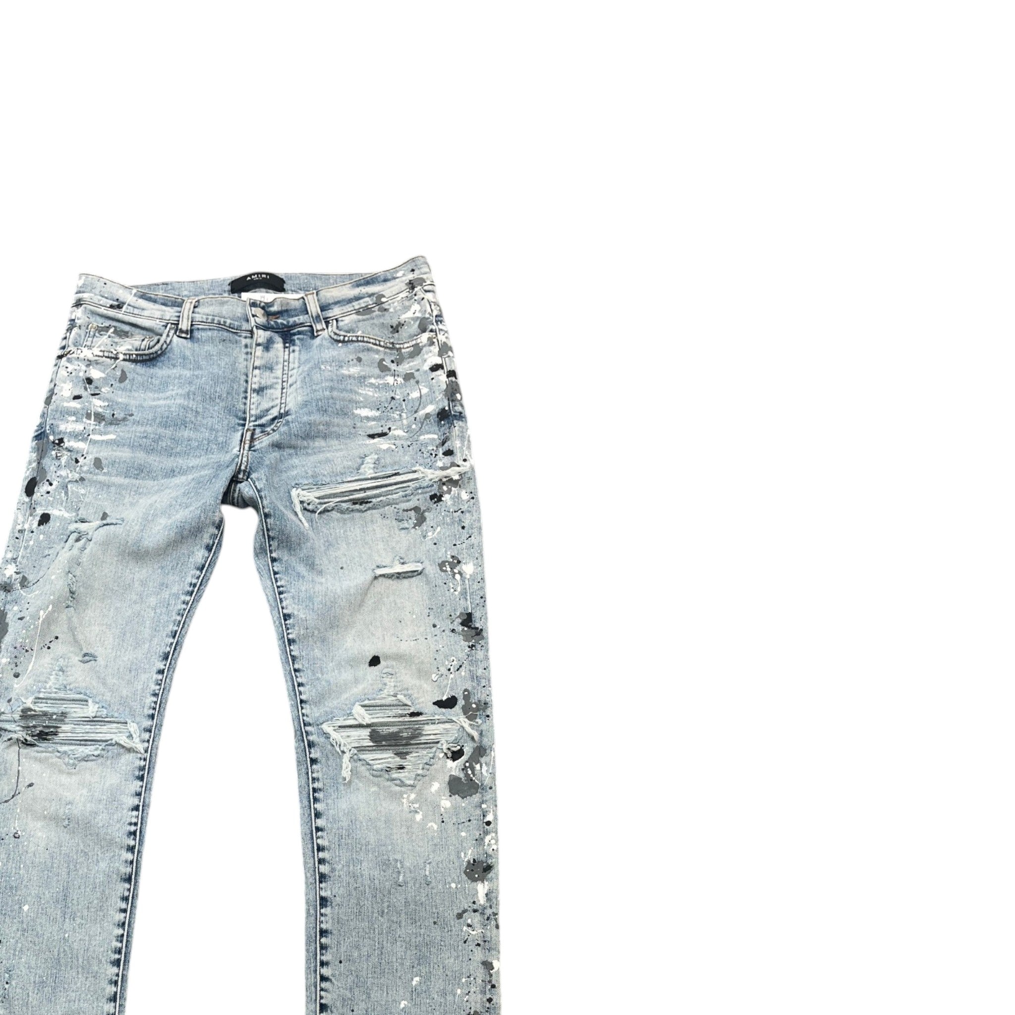 Men's Paint Splash Jeans Blue Size Waist 31"