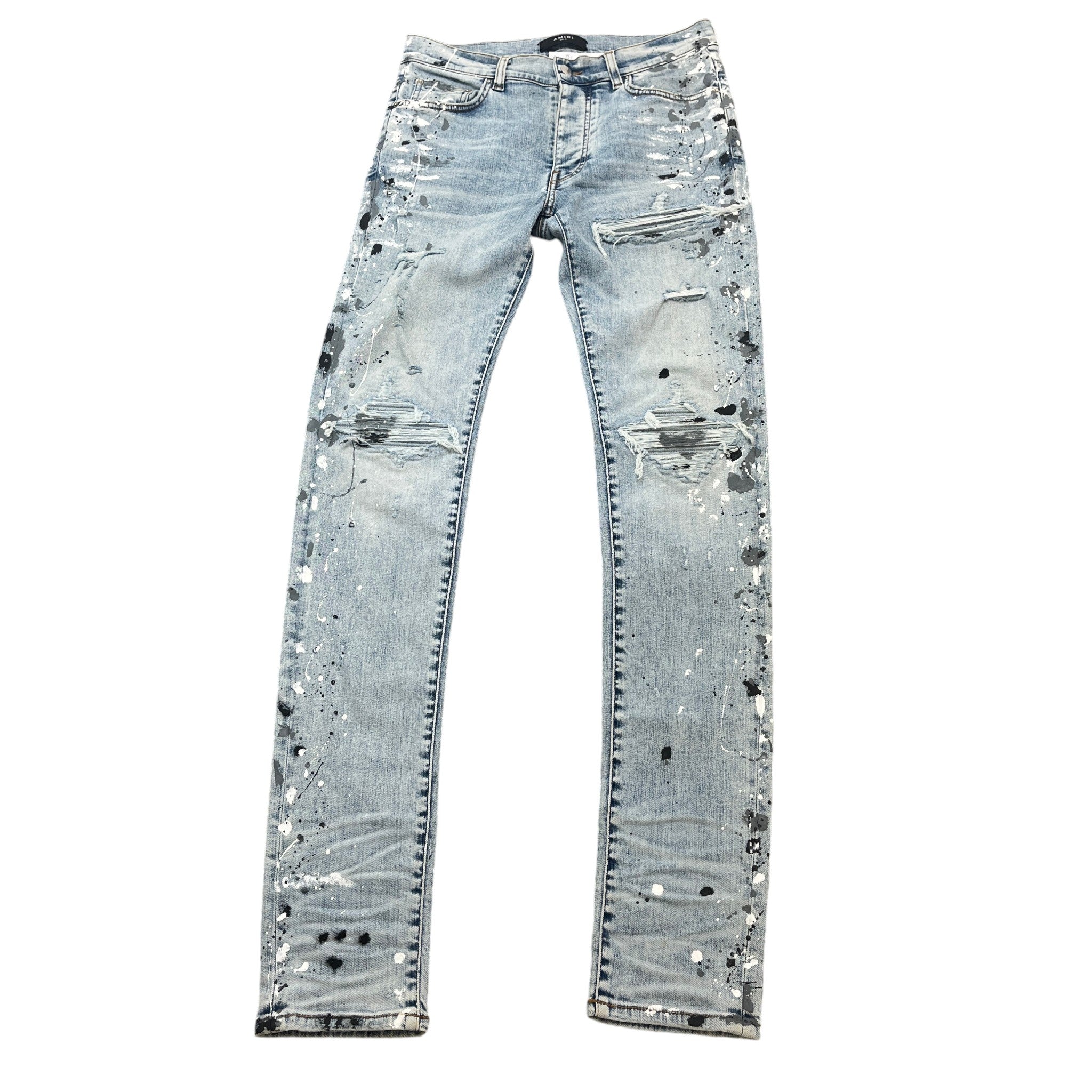 Men's Paint Splash Jeans Blue Size Waist 31"